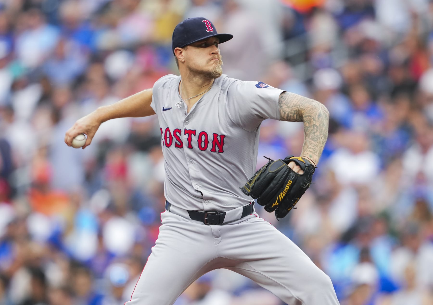 TORONTO, ON - JUNE 18: Tanner Houck #89 of the Boston Red Sox pitches to the Toronto Blue Jays during the first inning in their MLB game at the Rogers Centre on June 18, 2024 in Toronto, Ontario, Canada. (Photo by Mark Blinch/Getty Images)