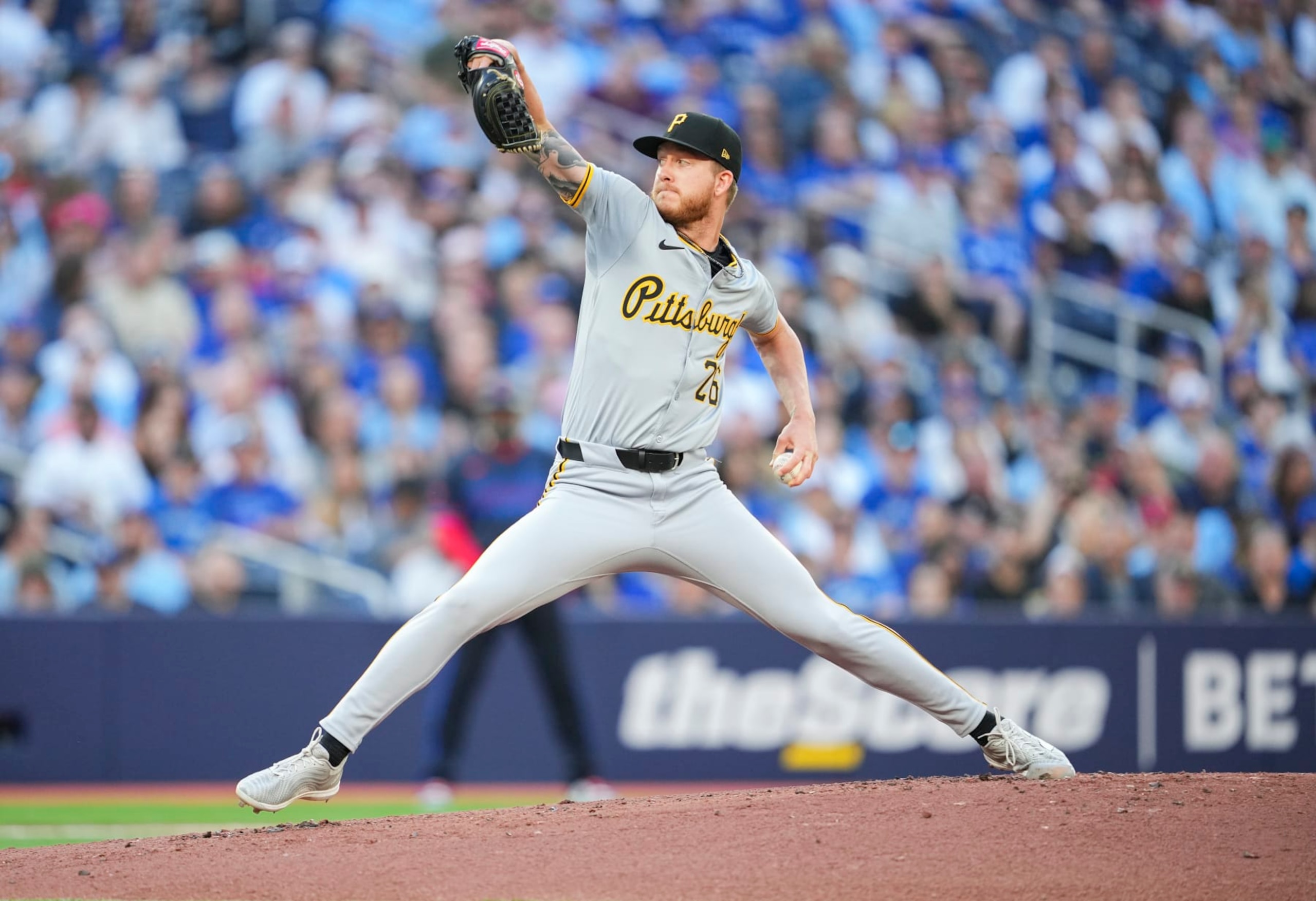 TORONTO, ON - MAY 31: Bailey Falter #26 of the Pittsburgh Pirates pitches to the Toronto Blue Jays during the first inning in their MLB game at the Rogers Centre on May 31, 2024 in Toronto, Ontario, Canada. (Photo by Mark Blinch/Getty Images) TORONTO, ON - MAY 31: Bailey Falter #26 of the Pittsburgh Pirates pitches to the Toronto Blue Jays during the first inning in their MLB game at the Rogers Centre on May 31, 2024 in Toronto, Ontario, Canada. (Photo by Mark Blinch/Getty Images)