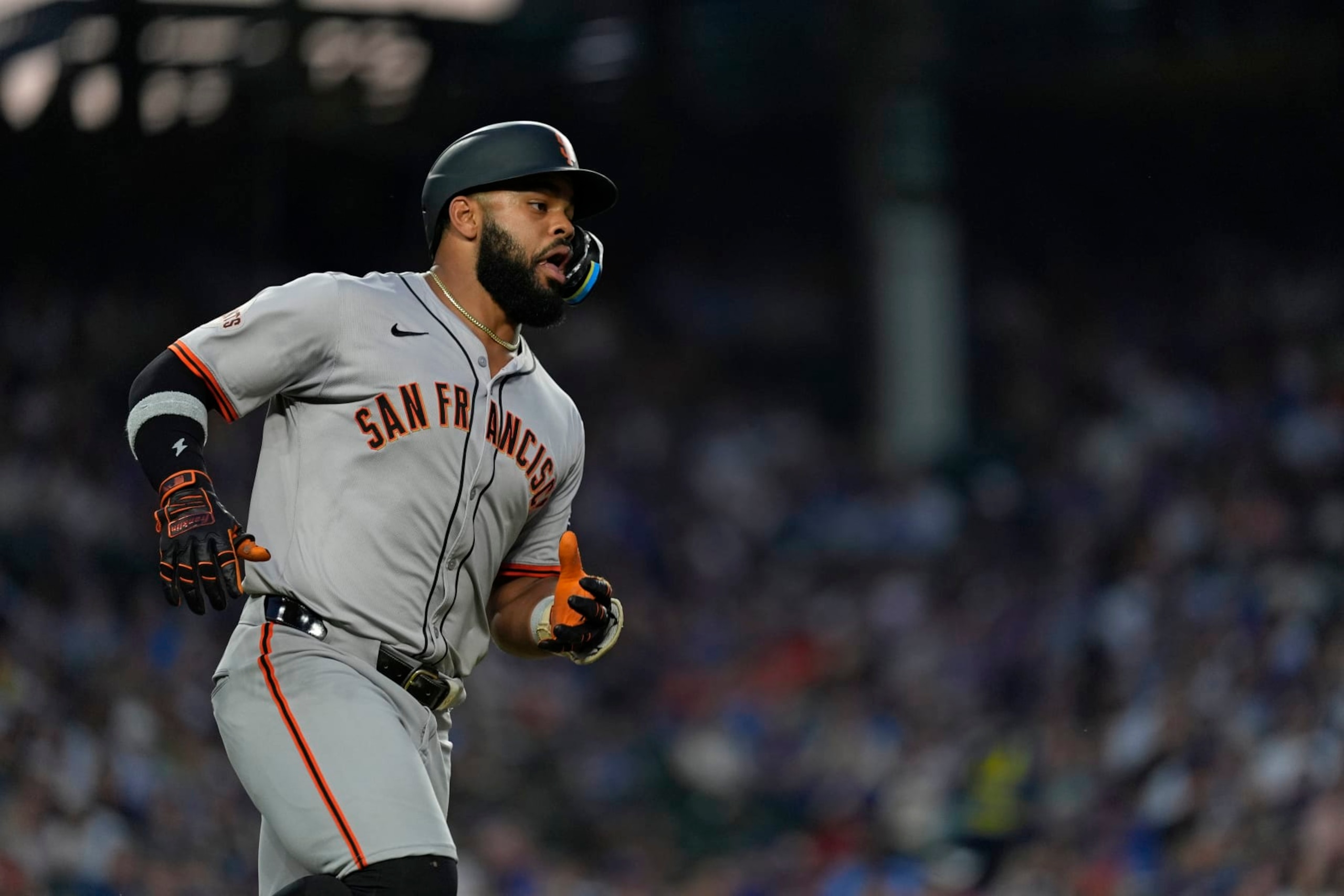 CHICAGO, ILLINOIS - JUNE 17: Heliot Ramos #17 of the San Francisco Giants singles in the top of the fifth inning against the Chicago Cubs at Wrigley Field on June 17, 2024 in Chicago, Illinois. (Photo by Andy Kuno/San Francisco Giants/Getty Images) CHICAGO, ILLINOIS - JUNE 17: Heliot Ramos #17 of the San Francisco Giants singles in the top of the fifth inning against the Chicago Cubs at Wrigley Field on June 17, 2024 in Chicago, Illinois. (Photo by Andy Kuno/San Francisco Giants/Getty Images)