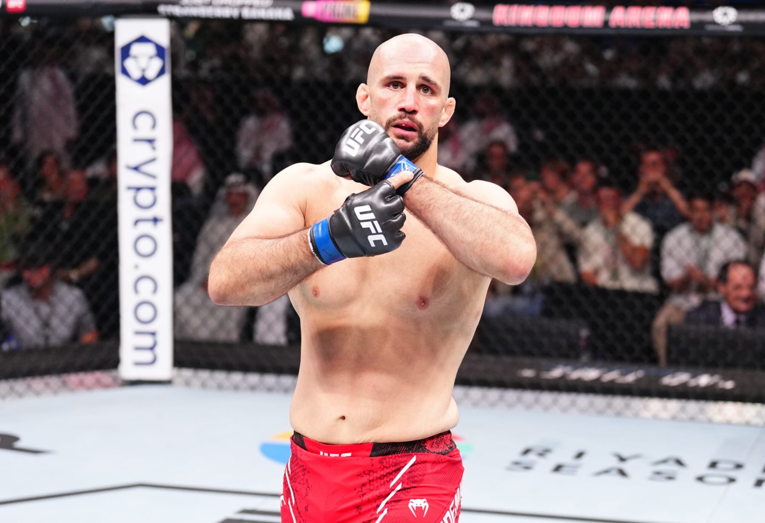 RIYADH, SAUDI ARABIA - JUNE 22: Volkan Oezdemir of Switzerland reacts after his knockout victory against Johnny Walker of Brazil in a light heavyweight fight during the UFC Fight Night event at Kingdom Arena on June 22, 2024 in Riyadh, Saudi Arabia. (Photo by Chris Unger/Zuffa LLC via Getty Images) RIYADH, SAUDI ARABIA - JUNE 22: Volkan Oezdemir of Switzerland reacts after his knockout victory against Johnny Walker of Brazil in a light heavyweight fight during the UFC Fight Night event at Kingdom Arena on June 22, 2024 in Riyadh, Saudi Arabia. (Photo by Chris Unger/Zuffa LLC via Getty Images)