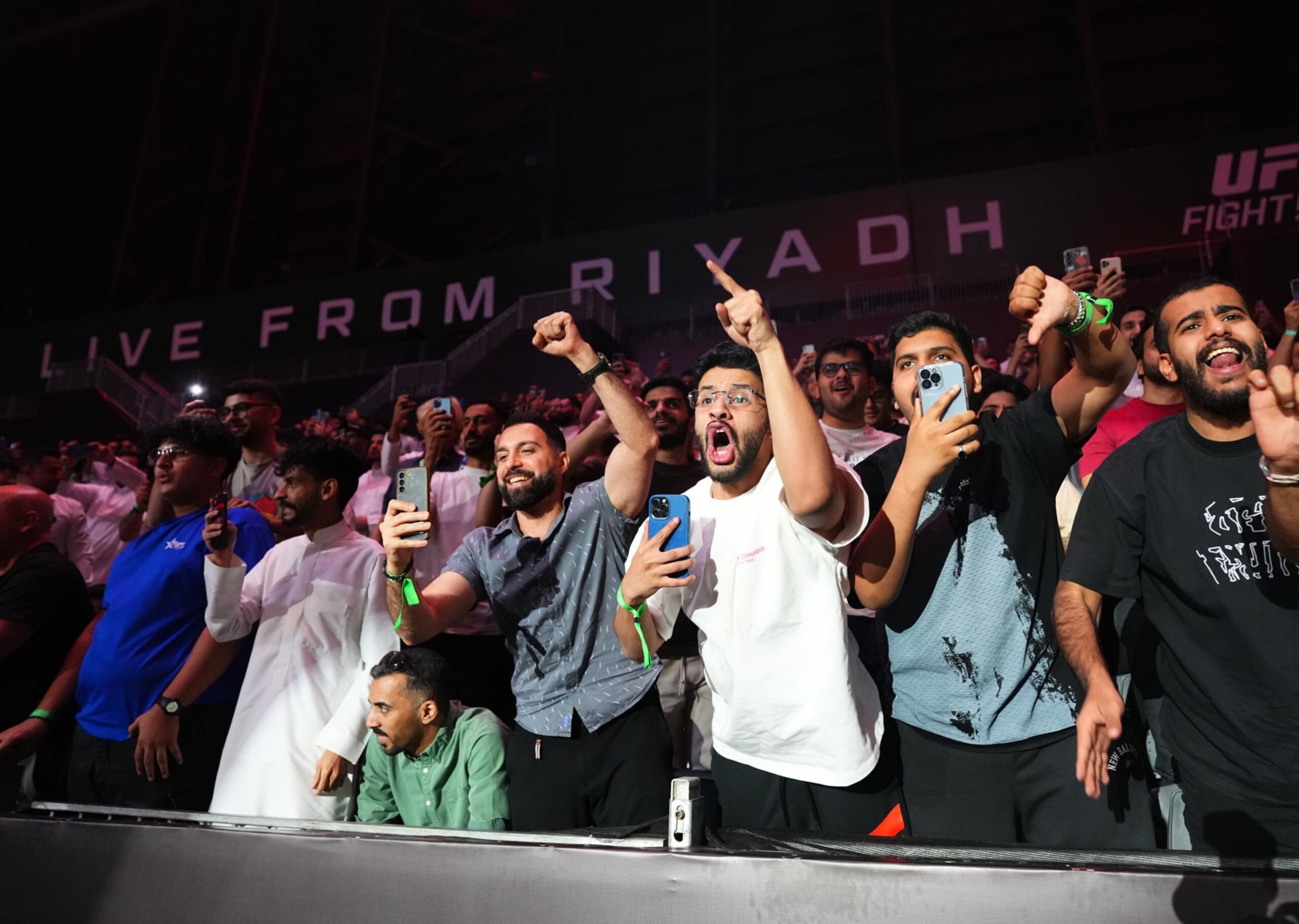 RIYADH, SAUDI ARABIA - JUNE 22: A general view of fans during the UFC Fight Night event at Kingdom Arena on June 22, 2024 in Riyadh, Saudi Arabia. (Photo by Jeff Bottari/Zuffa LLC via Getty Images) RIYADH, SAUDI ARABIA - JUNE 22: A general view of fans during the UFC Fight Night event at Kingdom Arena on June 22, 2024 in Riyadh, Saudi Arabia. (Photo by Jeff Bottari/Zuffa LLC via Getty Images)