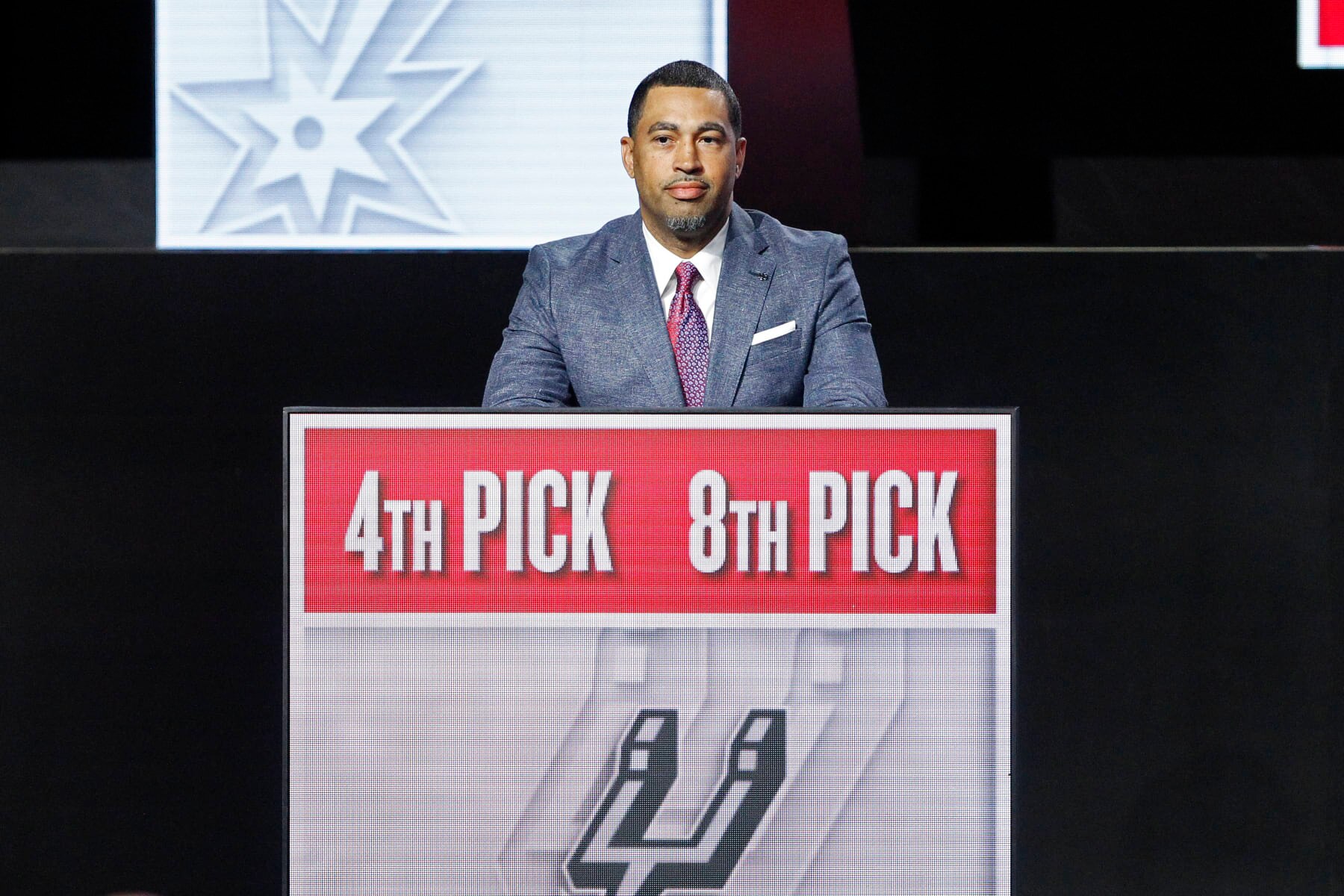 CHICAGO, IL -  MAY 12:  Brian Wright of the San Antonio Spurs   looks on after winning the 4th and 8th overall pick during the 2024 NBA Draft Lottery on May 12, 2024 at the McCormick Convention Center in Chicago, IL. NOTE TO USER: User expressly acknowledges and agrees that, by downloading and or using this photograph, User is consenting to the terms and conditions of the Getty Images License Agreement. Mandatory Copyright Notice: Copyright 2024 NBAE (Photo by Kena Krutsinger/NBAE via Getty Images)