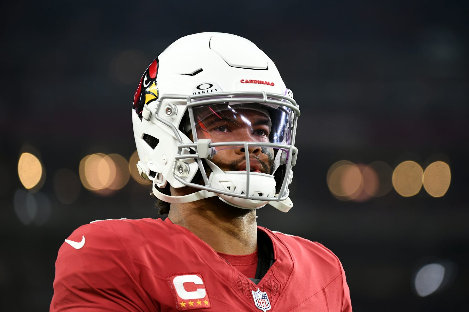 GLENDALE, ARIZONA - JANUARY 07: Kyler Murray #1 of the Arizona Cardinals looks on during the second quarter against the Seattle Seahawks at State Farm Stadium on January 07, 2024 in Glendale, Arizona. (Photo by Jennifer Stewart/Getty Images)