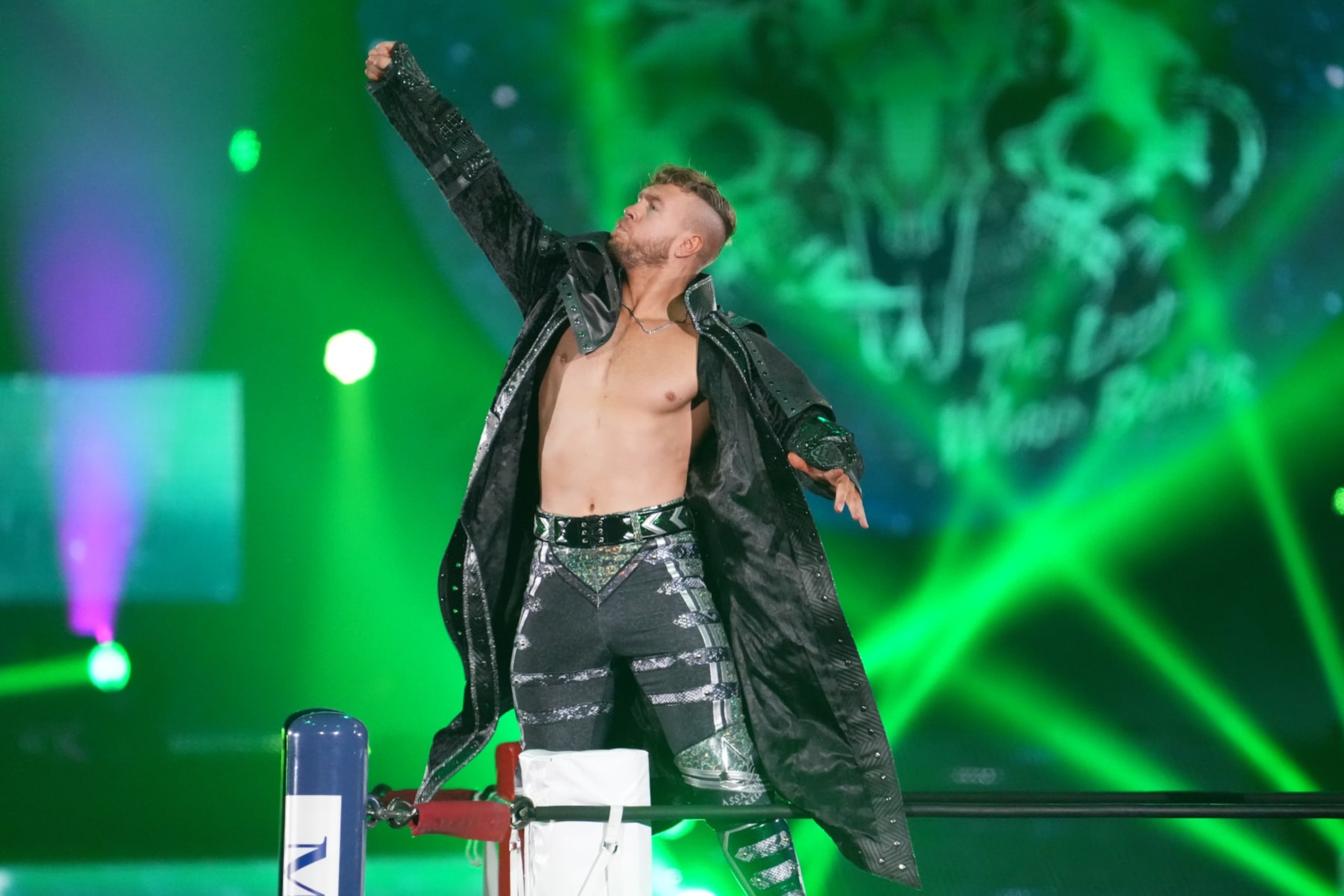 TOKYO, JAPAN - JANUARY 04: Will Ospreay enters the ring during the New Japan Pro-Wrestlingï½Wrestle Kingdom 18 in Tokyo Dome on January 04, 2024 in Tokyo, Japan. (Photo by Etsuo Hara/Getty Images)