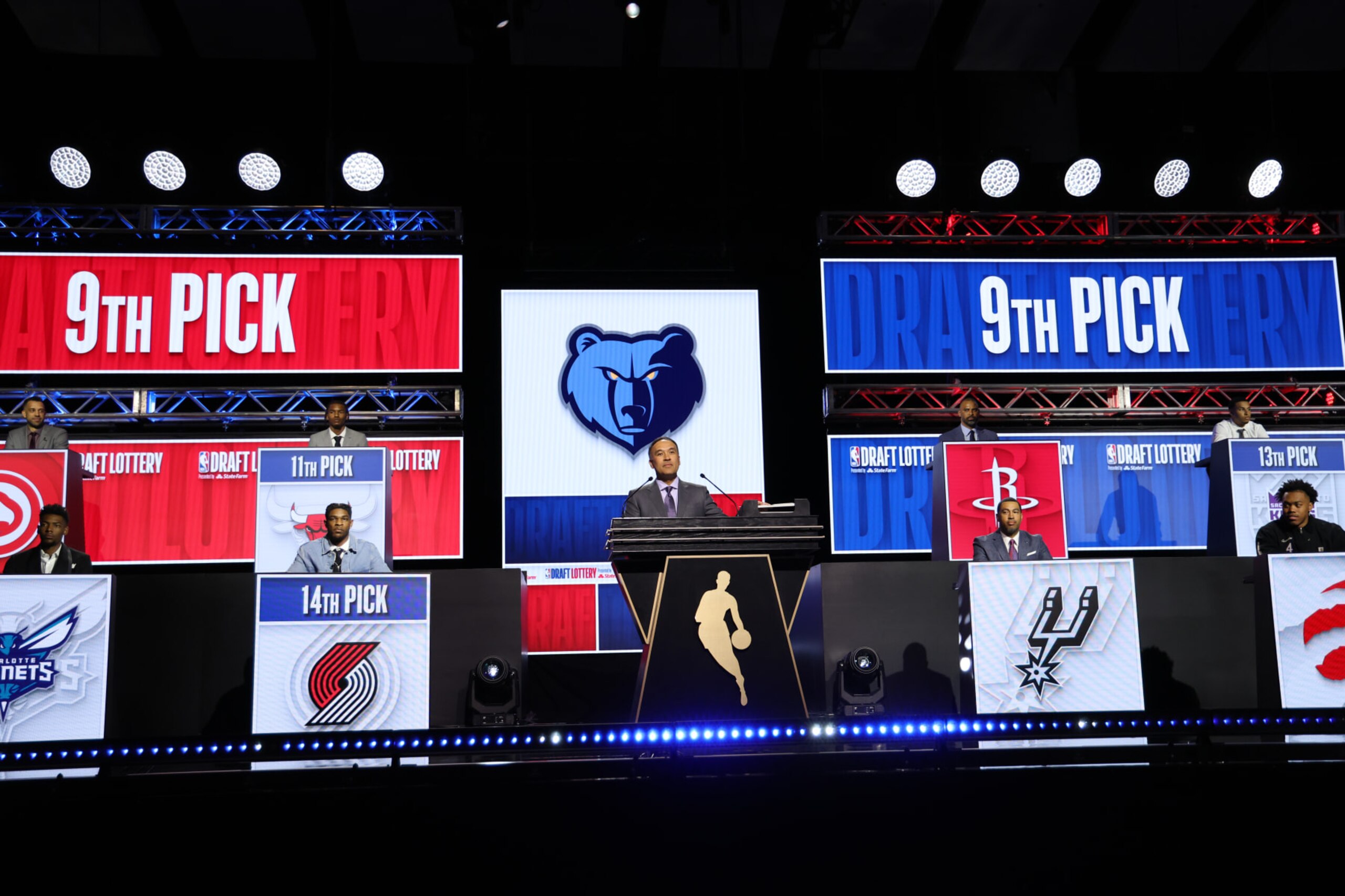 CHICAGO, IL - MAY 12 : The Memphis Grizzlies get the 9th overall pick during the 2024 NBA Draft Lottery on May 12, 2024 at McCormick Convention Center in Chicago, Illinois. NOTE TO USER: User expressly acknowledges and agrees that, by downloading and or using this photograph, User is consenting to the terms and conditions of the Getty Images License Agreement. Mandatory Copyright Notice: Copyright 2024 NBAE (Photo by Jeff Haynes/NBAE via Getty Images)