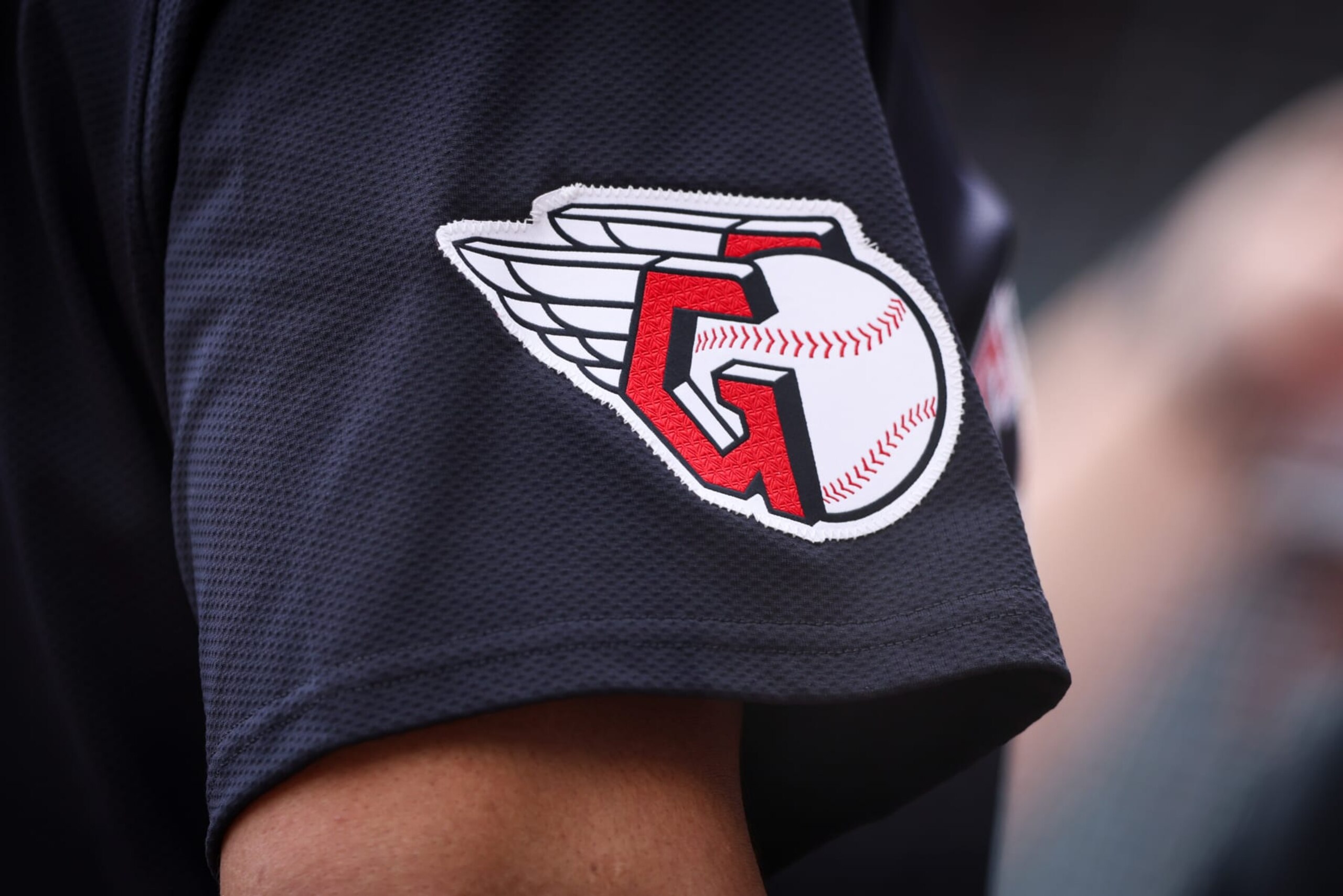 ATLANTA, GEORGIA - APRIL 27: The Cleveland Guardians logo is seen sewn onto the right sleeve of a players jersey before a game against the Atlanta Braves at Truist Park on April 27, 2024 in Atlanta, Georgia. (Photo by Casey Sykes/Getty Images) ATLANTA, GEORGIA - APRIL 27: The Cleveland Guardians logo is seen sewn onto the right sleeve of a players jersey before a game against the Atlanta Braves at Truist Park on April 27, 2024 in Atlanta, Georgia. (Photo by Casey Sykes/Getty Images)
