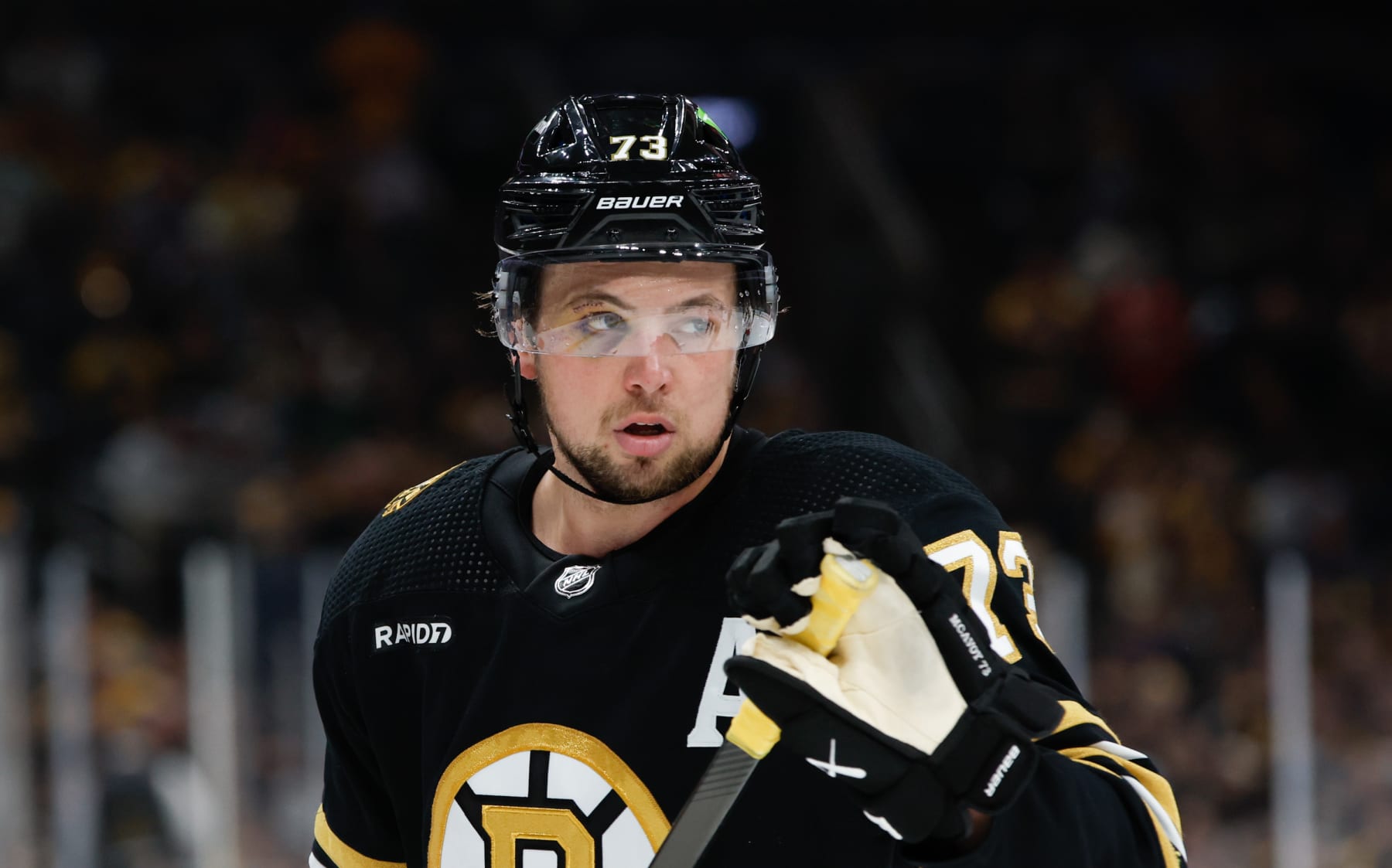 BOSTON, MASSACHUSETTS - MAY 12: Charlie McAvoy #73 of the Boston Bruins skates against the Florida Panthers during the second period in Game Four of the Second Round of the 2024 Stanley Cup Playoffs at the TD Garden on May 12, 2024 in Boston, Massachusetts. The Panthers won 3-2. (Photo by Rich Gagnon/Getty Images)