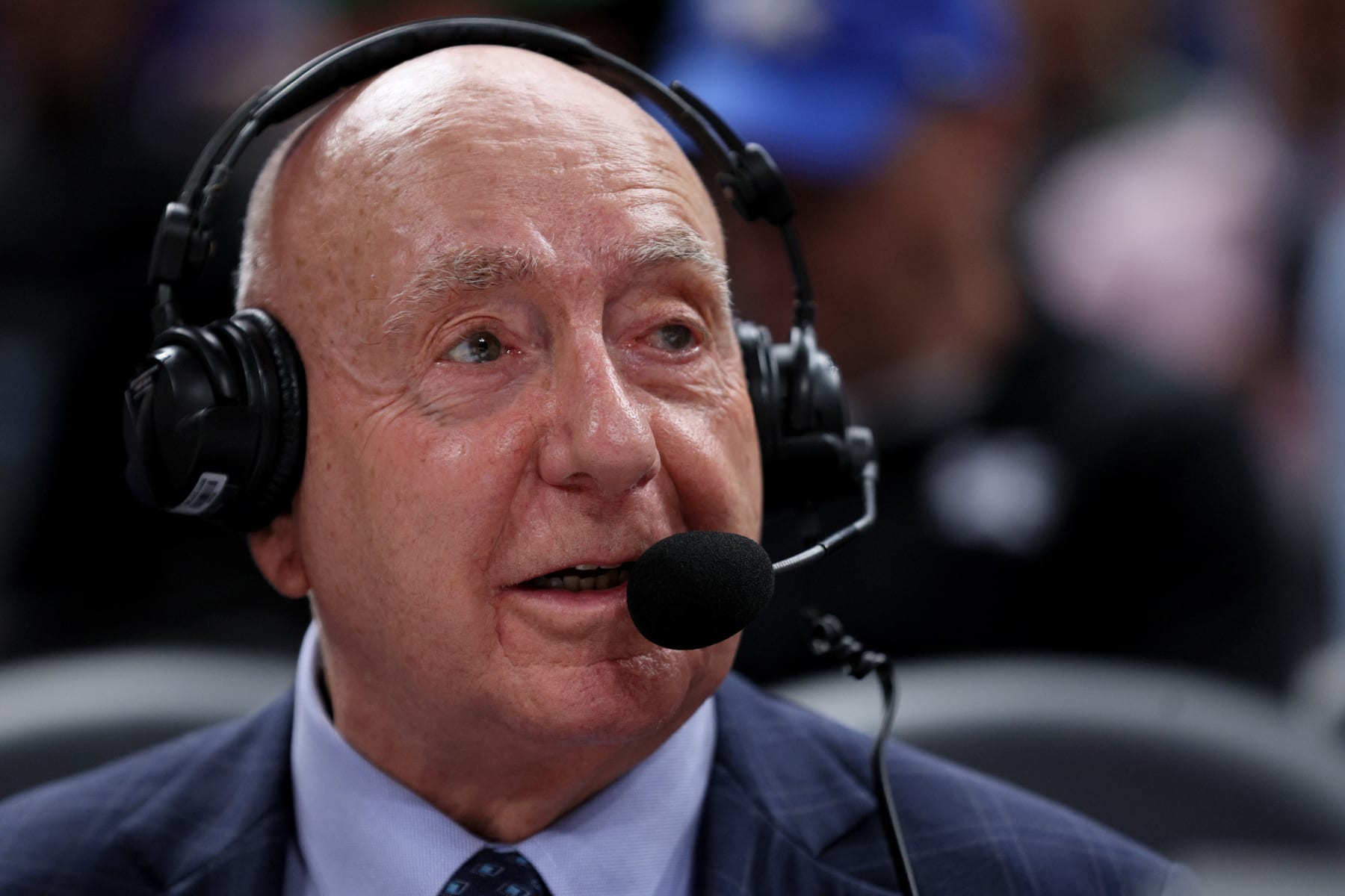 INDIANAPOLIS, INDIANA - NOVEMBER 15: ESPN analyst Dick Vitale calls the game between the Kentucky Wildcats and the Michigan State Spartans during the Champions Classic at Gainbridge Fieldhouse on November 15, 2022 in Indianapolis, Indiana. (Photo by Andy Lyons/Getty Images)