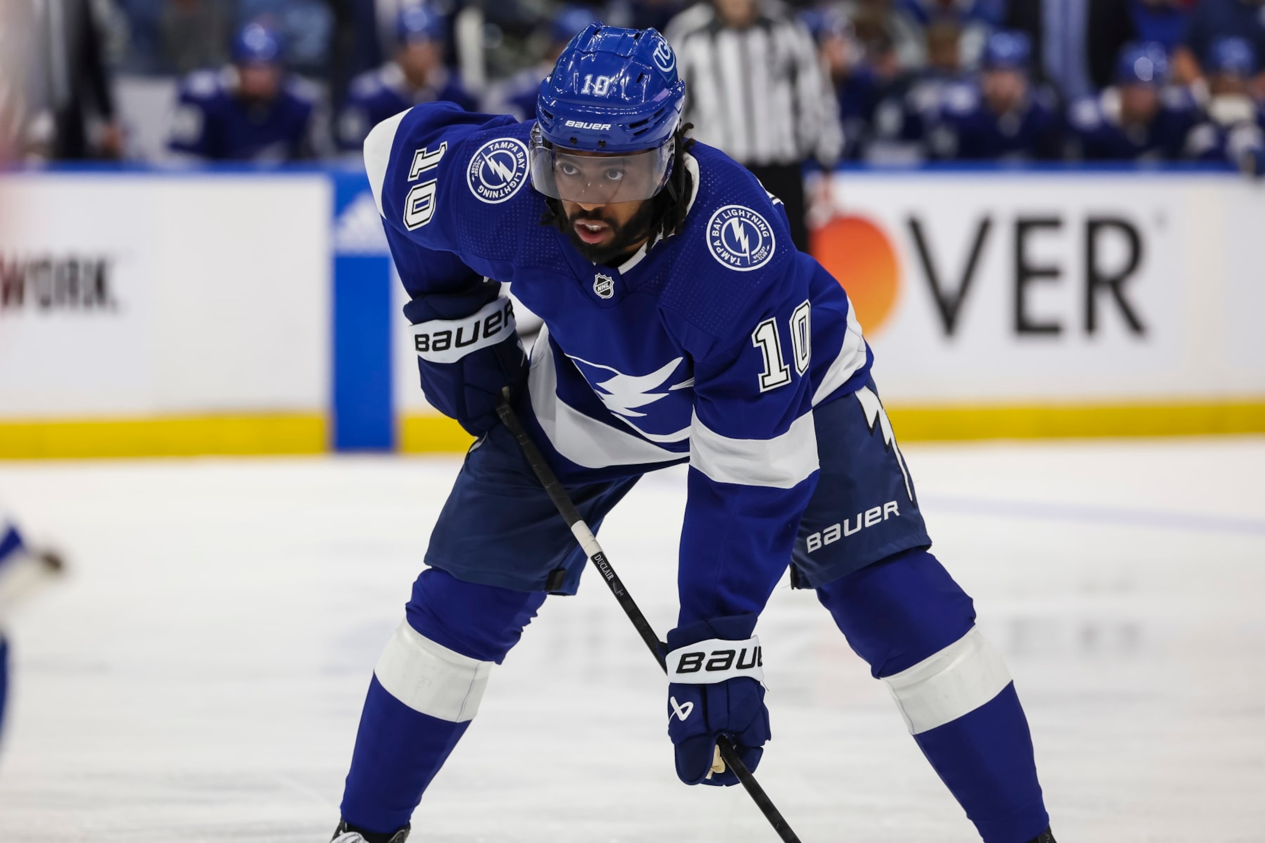 TAMPA, FL - APRIL 25: Anthony Duclair #10 of the Tampa Bay Lightning skates against the Florida Panthers in Game Three of the First Round of the 2024 Stanley Cup Playoffs at Amalie Arena on April 25, 2024 in Tampa, Florida. (Photo by Mark LoMoglio/NHLI via Getty Images) TAMPA, FL - APRIL 25: Anthony Duclair #10 of the Tampa Bay Lightning skates against the Florida Panthers in Game Three of the First Round of the 2024 Stanley Cup Playoffs at Amalie Arena on April 25, 2024 in Tampa, Florida. (Photo by Mark LoMoglio/NHLI via Getty Images)