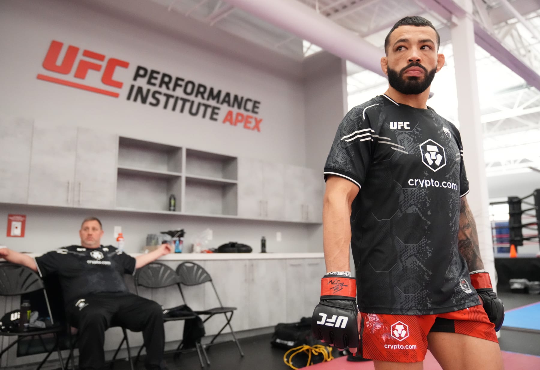 LAS VEGAS, NEVADA - FEBRUARY 10: Dan Ige warms up prior to his fight during the UFC Fight Night event at UFC APEX on February 10, 2024 in Las Vegas, Nevada. (Photo by Mike Roach/Zuffa LLC via Getty Images)