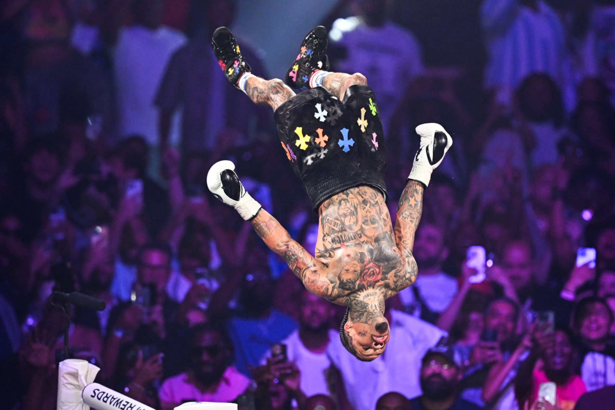 LAS VEGAS, NEVADA - JUNE 15: Gervonta Davis 'Tank' celebrates his victory after he knocked Frank Martin out on 12 round of 8th during their WBA world lightweight title of the Premiere Boxing Championship on Saturday night at the MGM Grand Garden Arena in Las Vegas, Nevada, United States on June 15, 2024. (Photo by Tayfun Coskun/Anadolu via Getty Images)