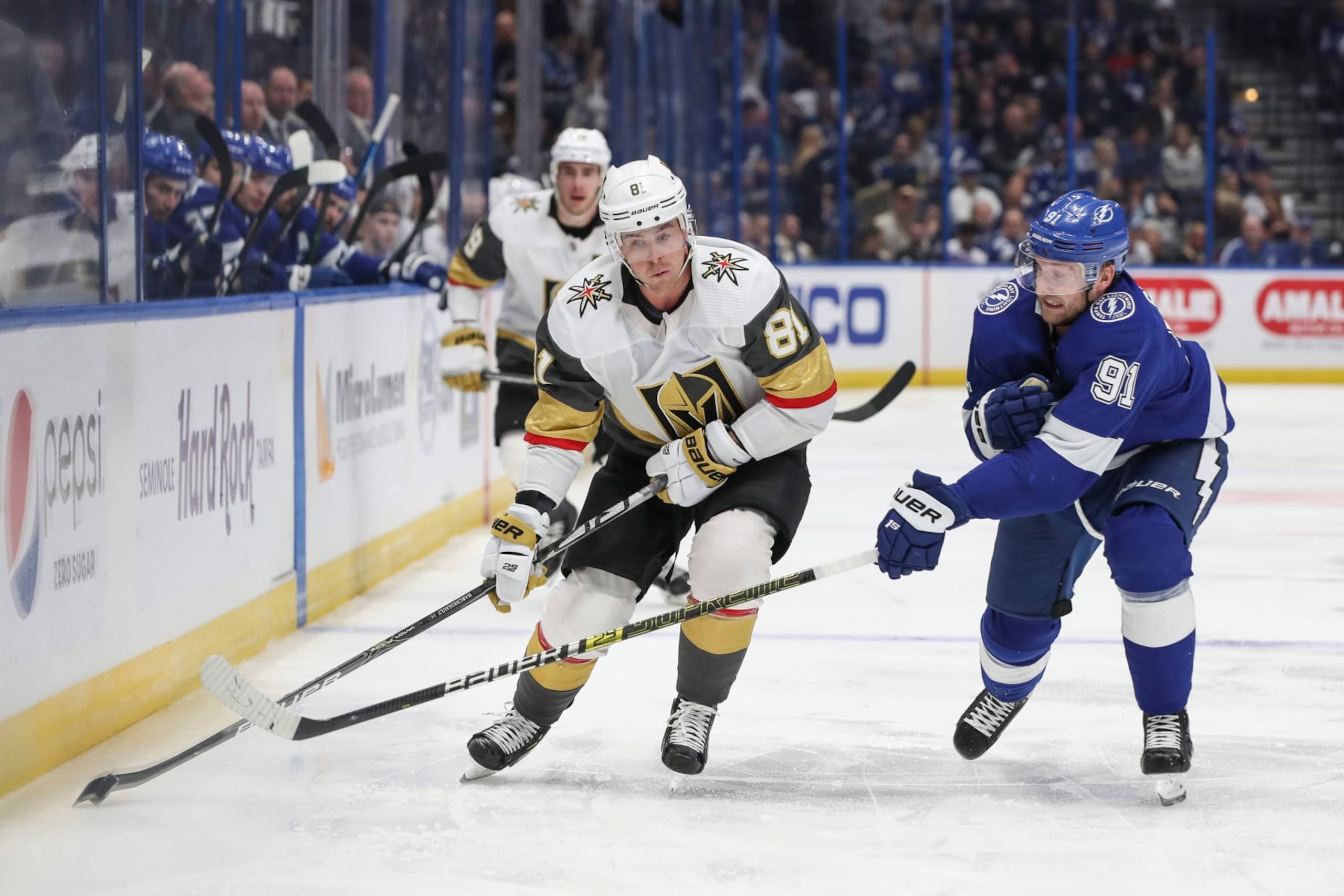 Jonathan Marchessault (left) and Steven Stamkos. 