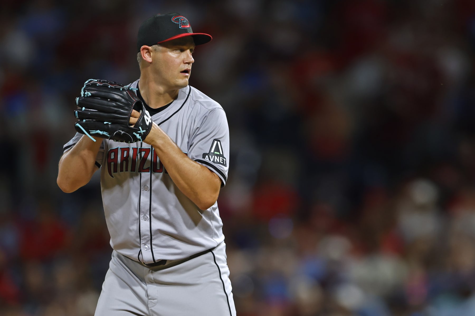 PHILADELPHIA, PENNSYLVANIA - JUNE 21: Paul Sewald #38 of the Arizona Diamondbacks in action against the Philadelphia Phillies during a game at Citizens Bank Park on June 21, 2024 in Philadelphia, Pennsylvania. (Photo by Rich Schultz/Getty Images)