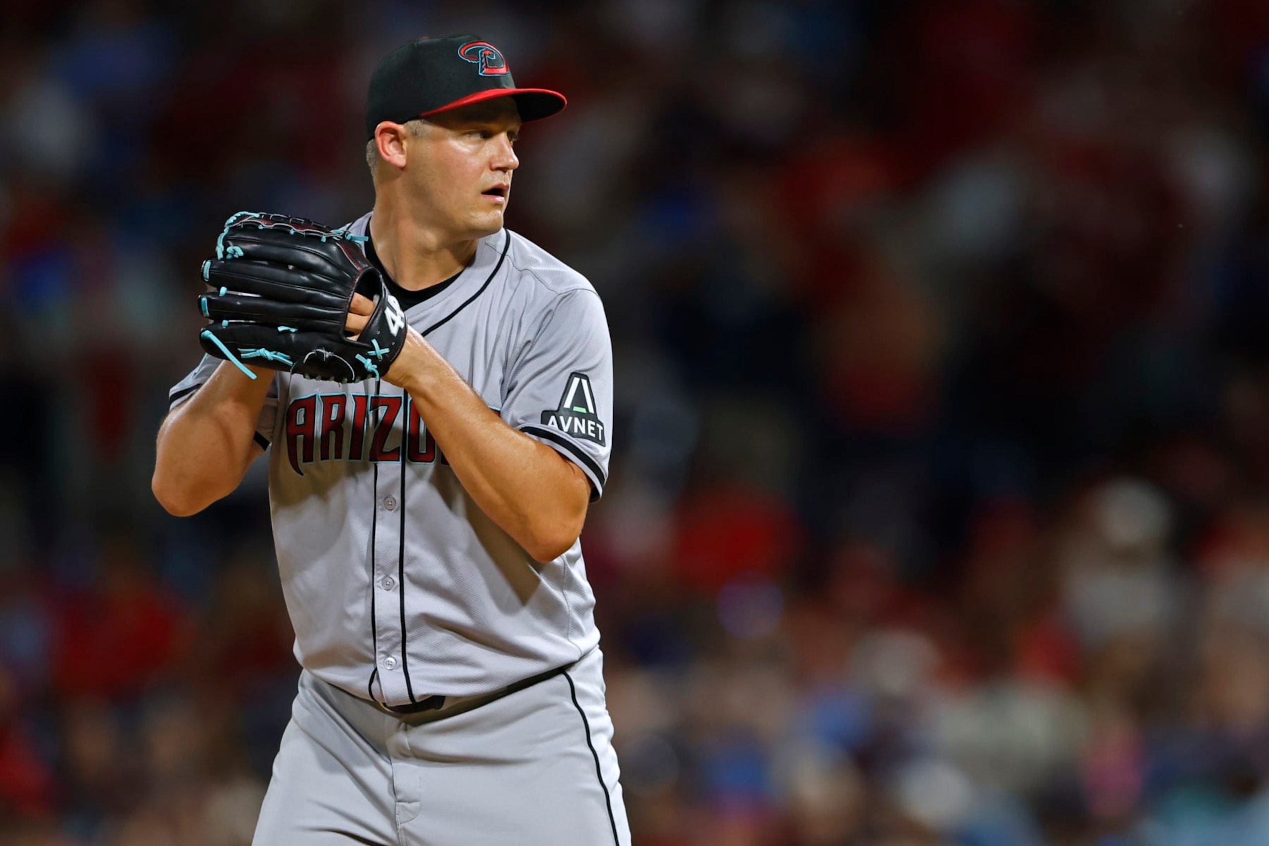 PHILADELPHIA, PENNSYLVANIA - JUNE 21: Paul Sewald #38 of the Arizona Diamondbacks in action against the Philadelphia Phillies during a game at Citizens Bank Park on June 21, 2024 in Philadelphia, Pennsylvania. (Photo by Rich Schultz/Getty Images) PHILADELPHIA, PENNSYLVANIA - JUNE 21: Paul Sewald #38 of the Arizona Diamondbacks in action against the Philadelphia Phillies during a game at Citizens Bank Park on June 21, 2024 in Philadelphia, Pennsylvania. (Photo by Rich Schultz/Getty Images)