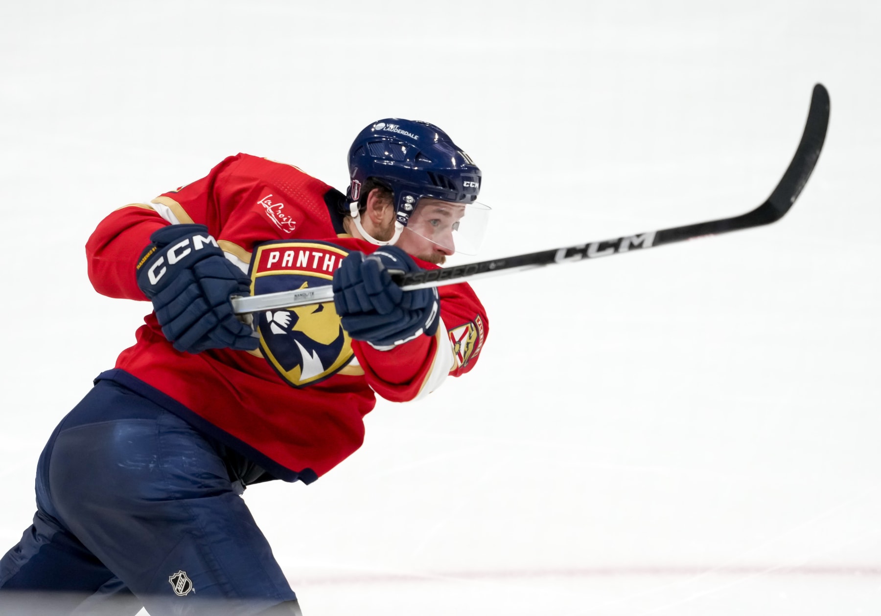 SUNRISE, FL - JUNE 24: Florida Panthers right wing Vladimir Tarasenko (10) shoots the puck during the NHL Stanley Cup Finals, Game 7 between the Florida Panthers and Edmonton Oilers on June 24th, 2024 at Amerant Bank Arena in Sunrise, FL. (Photo by Andrew Bershaw/Icon Sportswire via Getty Images)