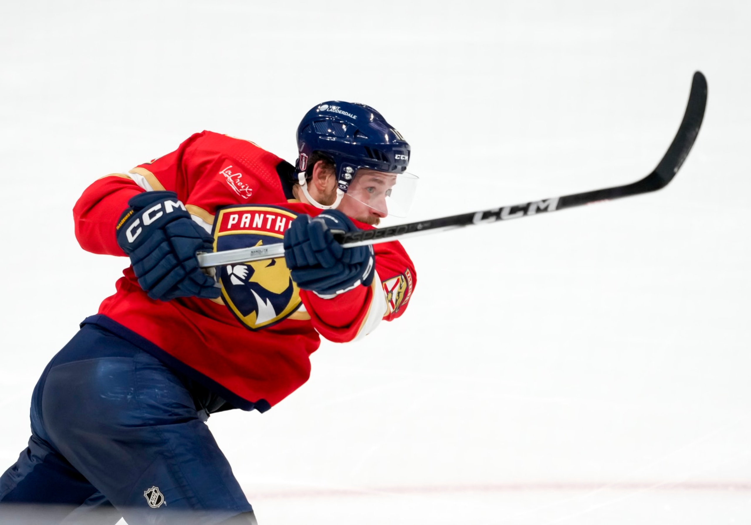 SUNRISE, FL - JUNE 24: Florida Panthers right wing Vladimir Tarasenko (10) shoots the puck during the NHL Stanley Cup Finals, Game 7 between the Florida Panthers and Edmonton Oilers on June 24th, 2024 at Amerant Bank Arena in Sunrise, FL. (Photo by Andrew Bershaw/Icon Sportswire via Getty Images)