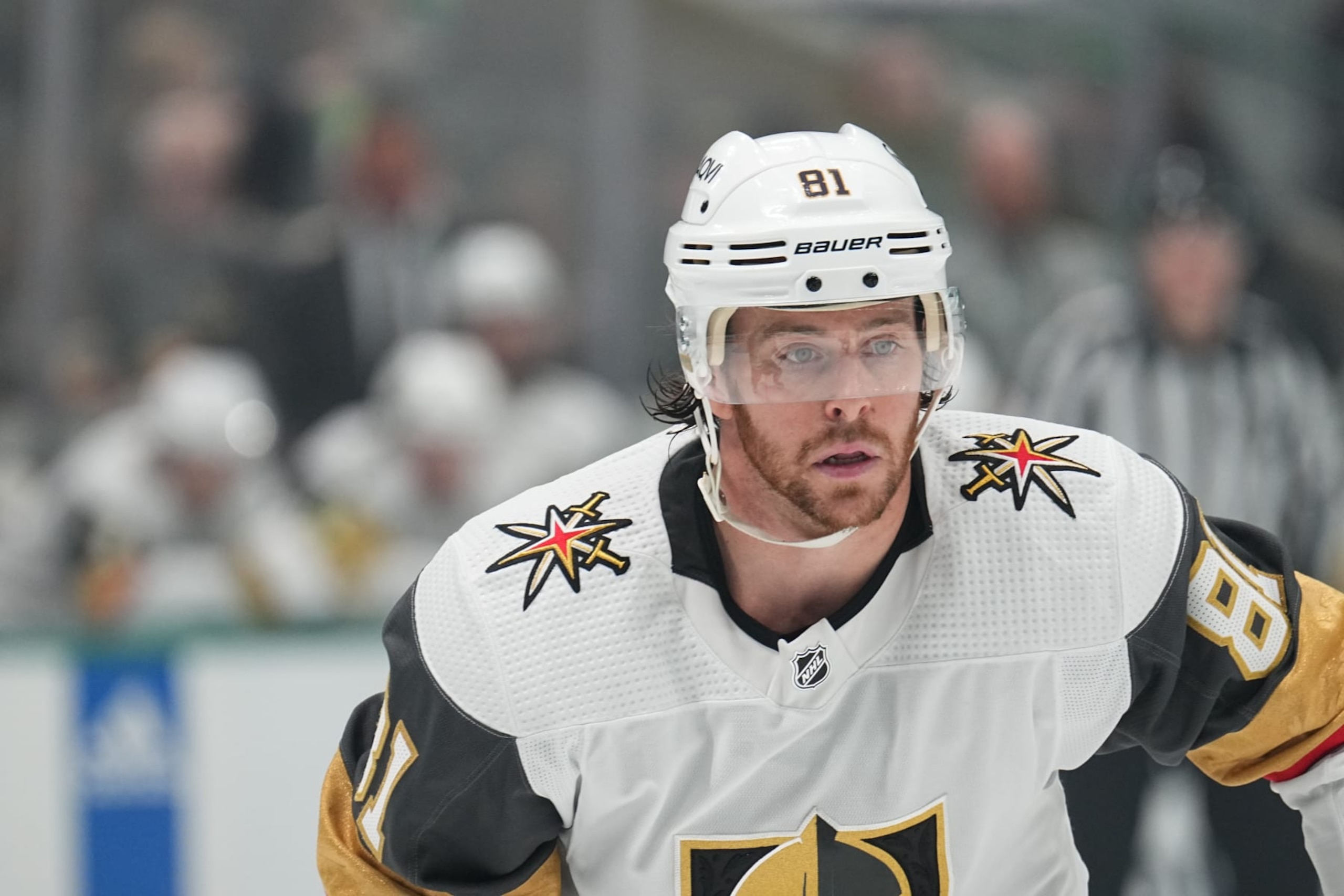 DALLAS, TX - MAY 5: Jonathan Marchessault #81 of the Vegas Golden Knights skates against the Dallas Stars at the American Airlines Center on May 5, 2024 in Dallas, Texas. (Photo by Glenn James/NHLI via Getty Images) DALLAS, TX - MAY 5: Jonathan Marchessault #81 of the Vegas Golden Knights skates against the Dallas Stars at the American Airlines Center on May 5, 2024 in Dallas, Texas. (Photo by Glenn James/NHLI via Getty Images)