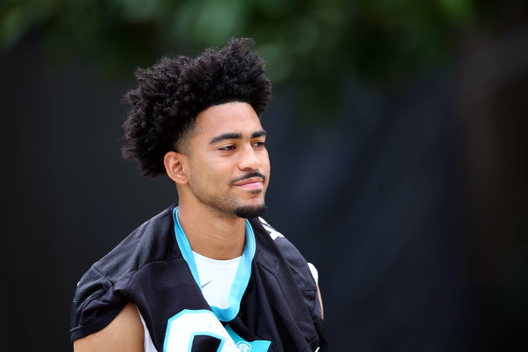 CHARLOTTE, NORTH CAROLINA - JUNE 04: Bryce Young #8 of the Carolina Panthers attends Carolina Panthers OTA Offseason Workout on June 04, 2024 in Charlotte, North Carolina. (Photo by Jared C. Tilton/Getty Images)