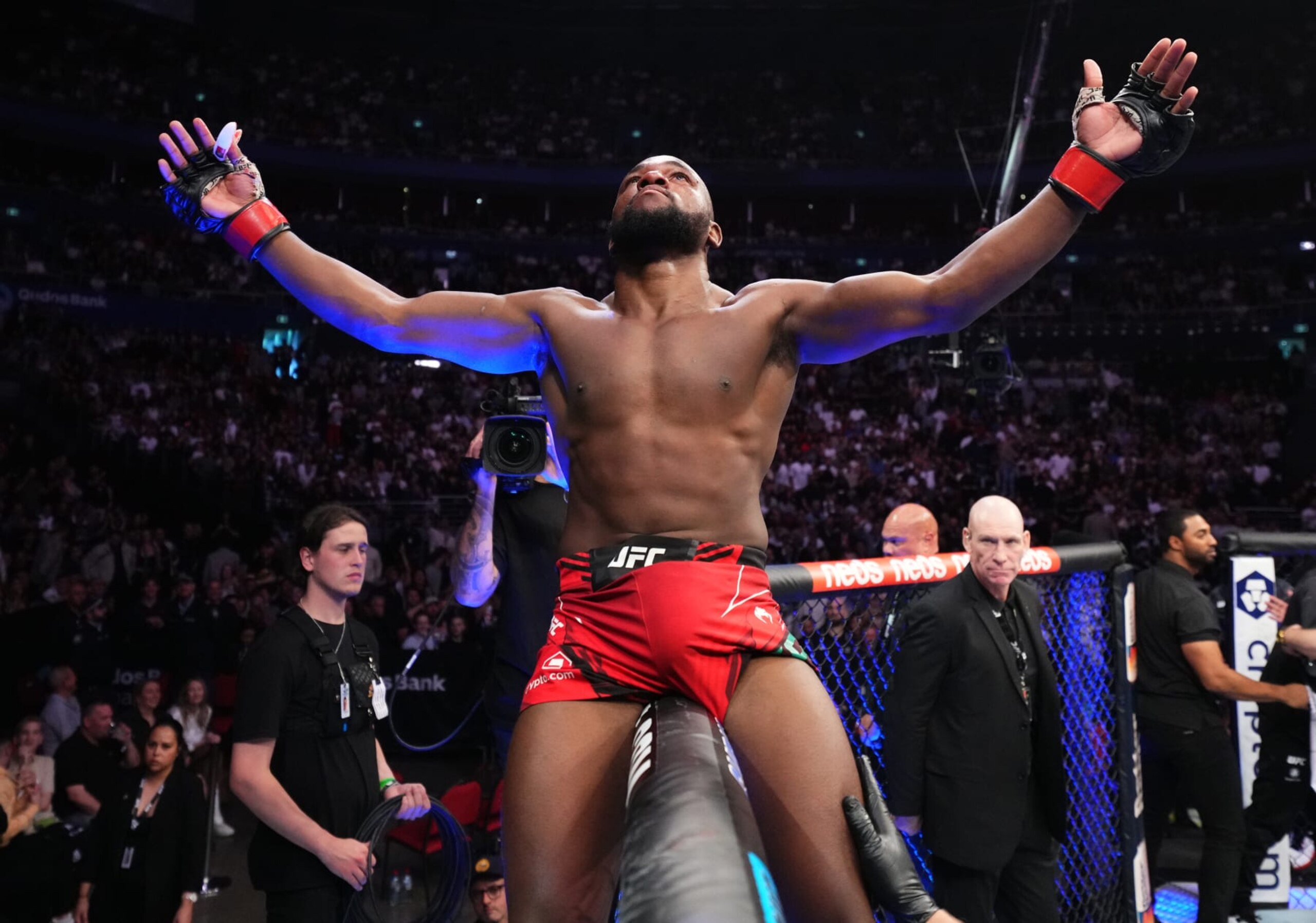 Manel Kape reacts after his fight with Felipe dos Santos