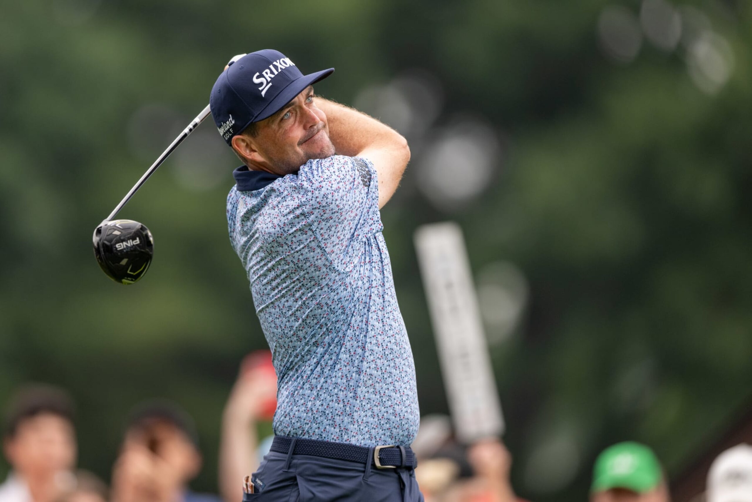 CROMWELL, CONNECTICUT - JUNE 23: Keegan Bradley of United States hits off the first tee during The Travelers Championship at TPC River Highlands on June 23, 2024 in Cromwell, CT. (Photo by Mark Smith/ISI Photos/Getty Images)