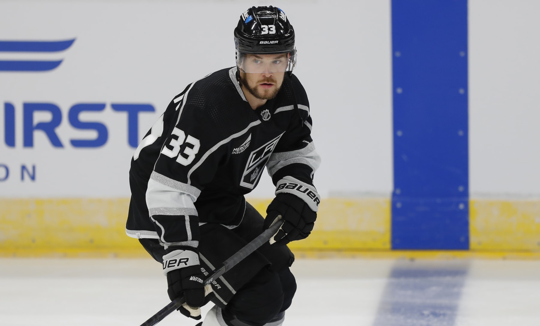 SALT LAKE CITY, UT - OCTOBER 5: Viktor Arvidsson #33 of the Los Angeles Kings skates during warmups before their pre-season game against the San Jose Sharks at the Delta Center October 5, 2023 in Salt Lake City, Utah. (Photo by Chris Gardner/Getty Images)