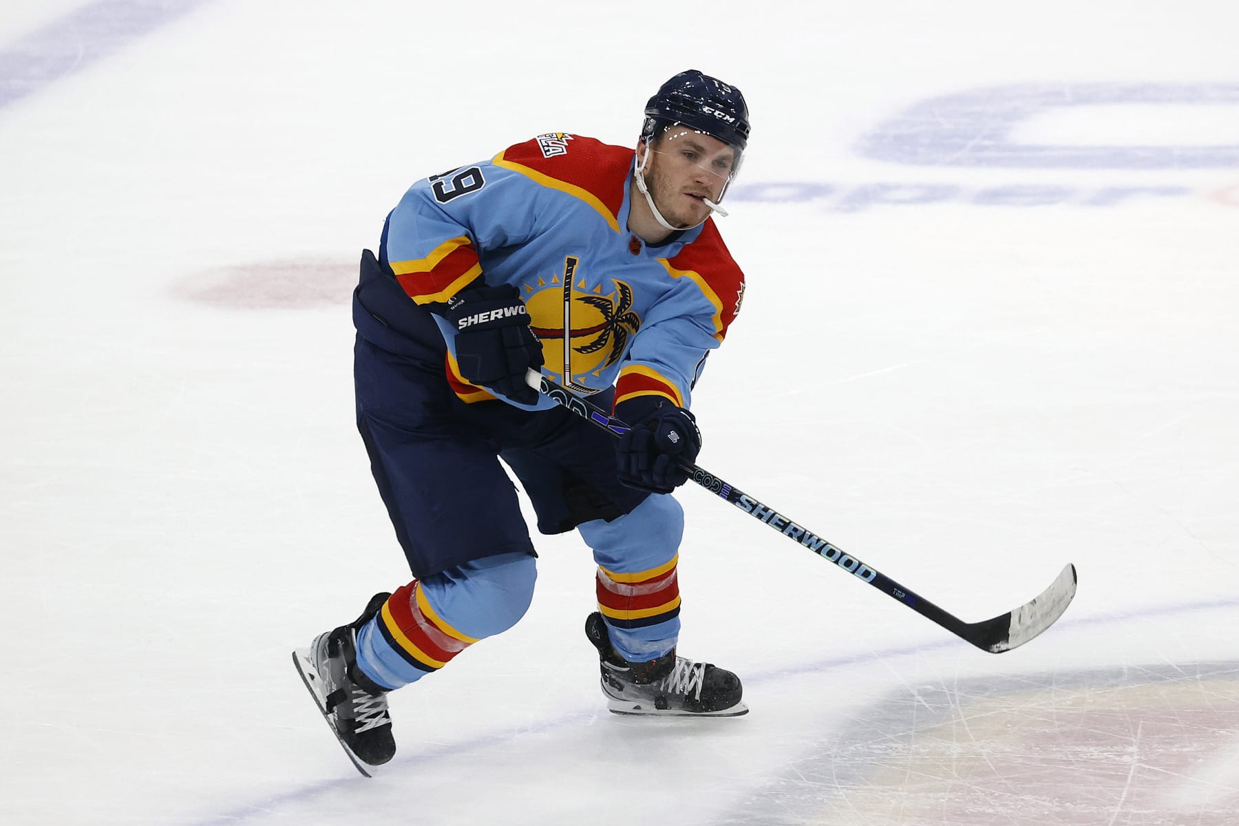 SUNRISE, FL - NOVEMBER 26: Matthew Tkachuk #19 of the Florida Panthers skates up ice against the St Louis Blues during overtime at the FLA Live Arena on November 26, 2022 in Sunrise, Florida. (Photo by Joel Auerbach/Getty Images)