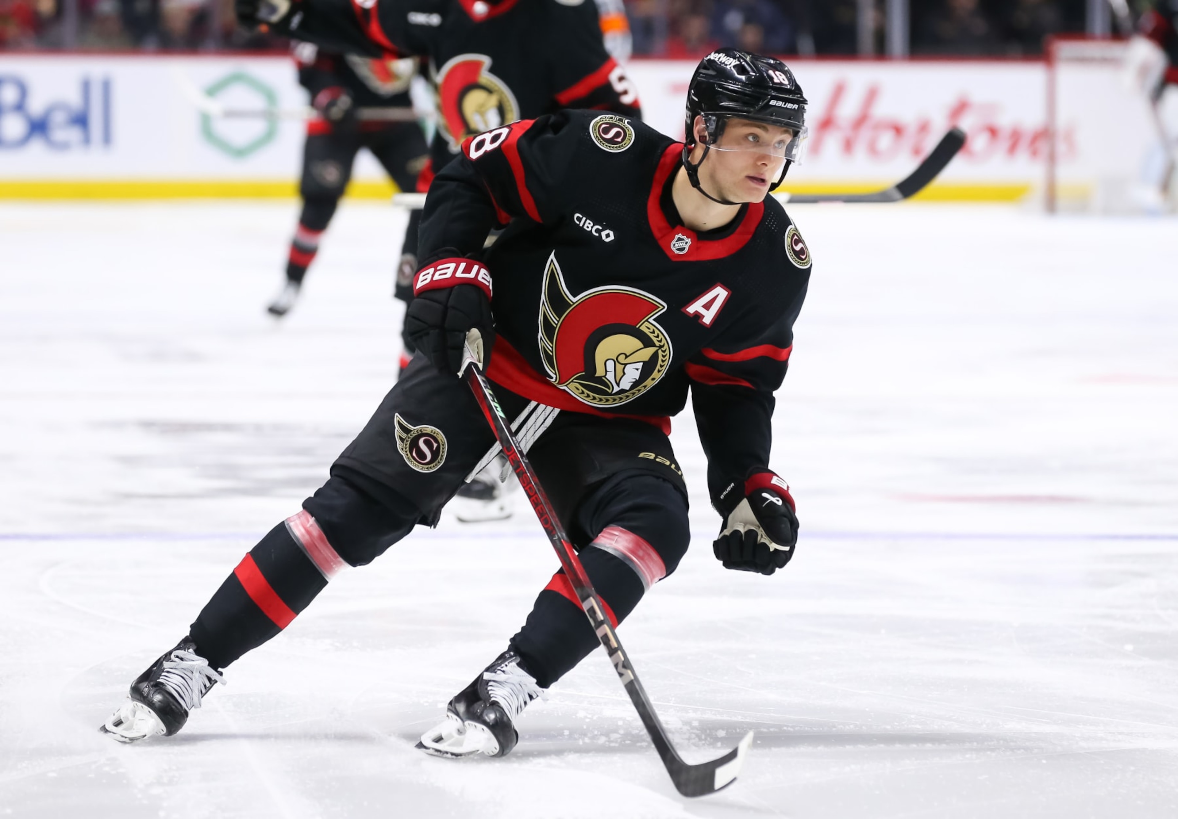 OTTAWA, ONTARIO - MARCH 28: Tim Stützle #18 of the Ottawa Senators skates against the Chicago Blackhawks at Canadian Tire Centre on March 28, 2024 in Ottawa, Ontario. (Photo by Chris Tanouye/Freestyle Photography/Getty Images) OTTAWA, ONTARIO - MARCH 28: Tim Stützle #18 of the Ottawa Senators skates against the Chicago Blackhawks at Canadian Tire Centre on March 28, 2024 in Ottawa, Ontario. (Photo by Chris Tanouye/Freestyle Photography/Getty Images)