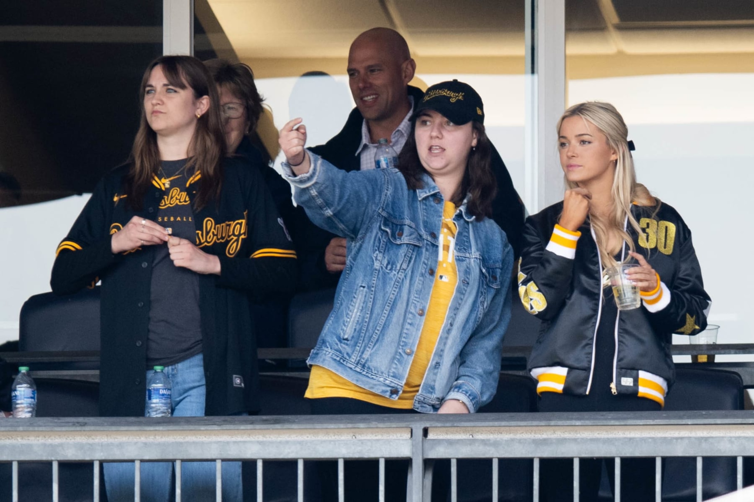 PITTSBURGH, PA - MAY 11: Guests of Paul Skenes #30 of the Pittsburgh Pirates including Olivia 'Livvy' Dunne look on from their seats during the game between the Chicago Cubs and the Pittsburgh Pirates at PNC Park on Saturday, May 11, 2024 in Pittsburgh, Pennsylvania. (Photo by Joe Sargent/MLB Photos via Getty Images) PITTSBURGH, PA - MAY 11: Guests of Paul Skenes #30 of the Pittsburgh Pirates including Olivia 'Livvy' Dunne look on from their seats during the game between the Chicago Cubs and the Pittsburgh Pirates at PNC Park on Saturday, May 11, 2024 in Pittsburgh, Pennsylvania. (Photo by Joe Sargent/MLB Photos via Getty Images)