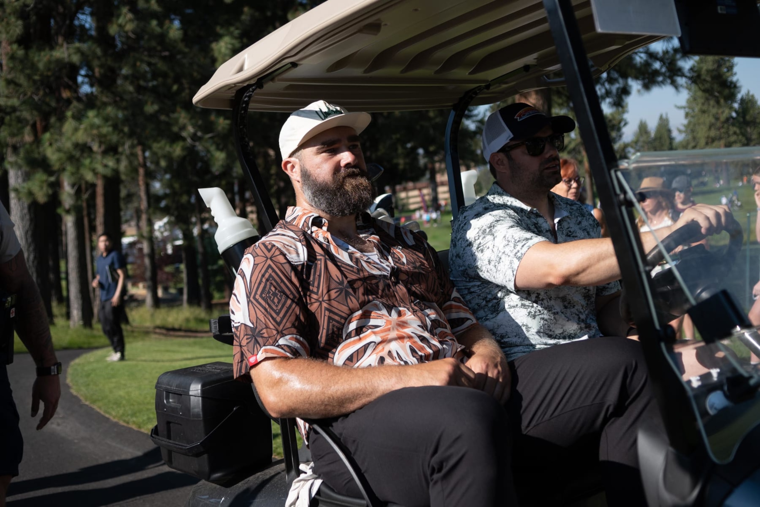 STATELINE, NV - JULY 11: Retired football player Jason Kelce during the second practice round at the ACC Celebrity Golf Championship presented by American Century Investments at Edgewood Tahoe Golf Course on July 11, 2024 in Stateline, Nevada. (Photo by David Calvert/Getty Images for American Century Investments)
