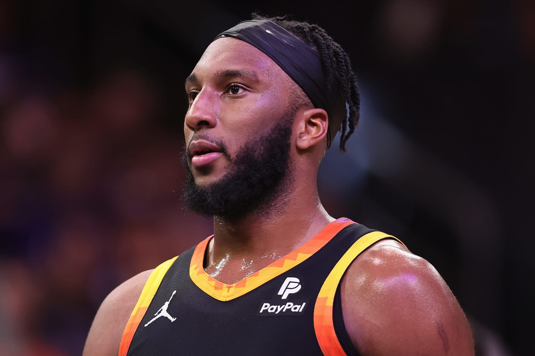 PHOENIX, ARIZONA - APRIL 26: Josh Okogie #2 of the Phoenix Suns during the second half of game three of the Western Conference First Round Playoffs at Footprint Center on April 26, 2024 in Phoenix, Arizona. The Timberwolves defeated the Suns 126-109. ˆNOTE TO USER: User expressly acknowledges and agrees that, by downloading and or using this photograph, User is consenting to the terms and conditions of the Getty Images License Agreement. NOTE TO USER: User expressly acknowledges and agrees that, by downloading and or using this photograph, User is consenting to the terms and conditions of the Getty Images License Agreement. ˆ (Photo by Christian Petersen/Getty Images)