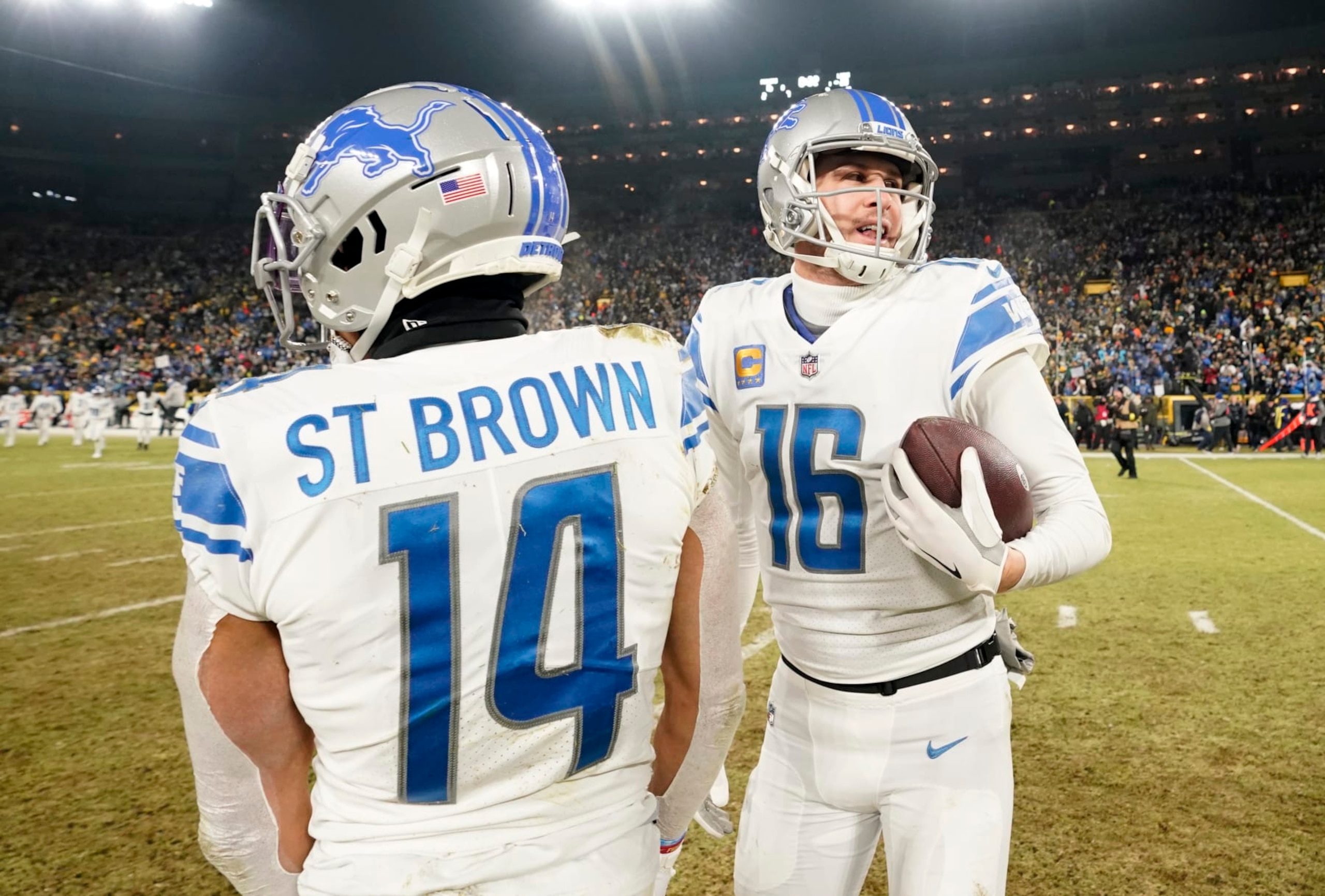 Lions WR Amon-Ra St. Brown and QB Jared Goff