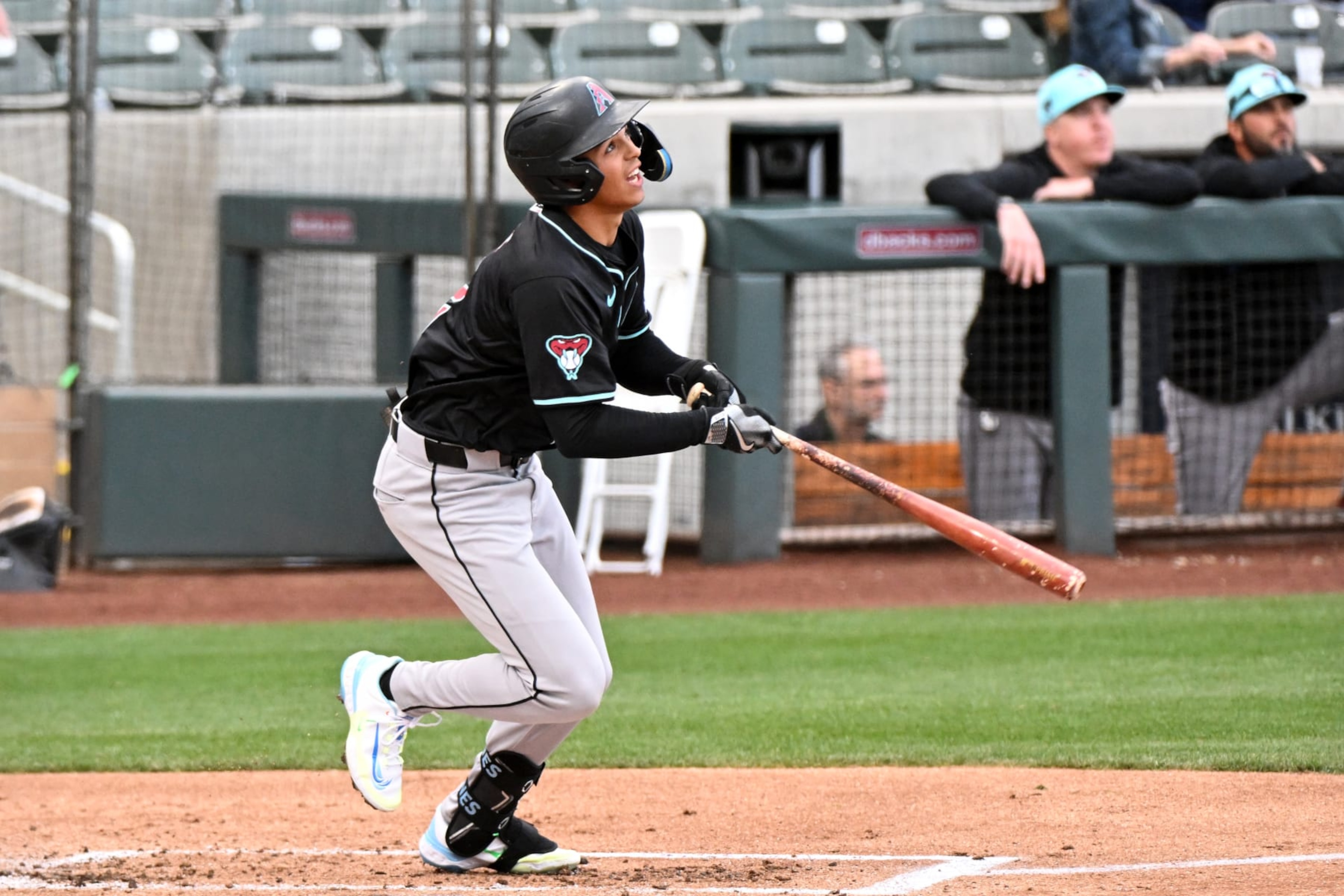 SCOTTSDALE, ARIZONA - MARCH 16, 2024: Druw Jones #2 of the Arizona Diamondbacks bats during the second inning of a spring training Spring Breakout game against the Colorado Rockies at Salt River Fields at Talking Stick on March 16, 2024 in Scottsdale, Arizona. (Photo by David Durochik/Diamond Images via Getty Images) SCOTTSDALE, ARIZONA - MARCH 16, 2024: Druw Jones #2 of the Arizona Diamondbacks bats during the second inning of a spring training Spring Breakout game against the Colorado Rockies at Salt River Fields at Talking Stick on March 16, 2024 in Scottsdale, Arizona. (Photo by David Durochik/Diamond Images via Getty Images)