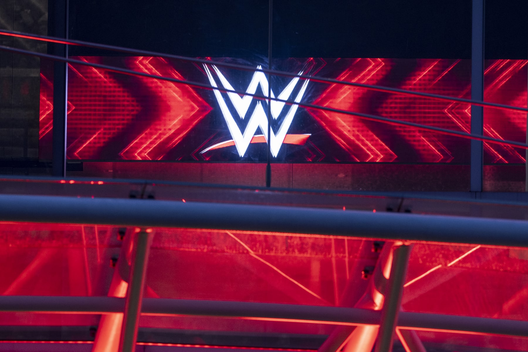 STAMFORD, CONNECTICUT - JANUARY 28: The WWE logo is seen on the front of the WWE wrestling world headquarters on January 28, 2024 in Stamford, Connecticut. WWE founder Vince McMahon resigned from the WWE and its parent company TKO as executive chairman and its board of directors following allegations of sexual assault made public in a lawsuit in Connecticut. A former employee Janel Grant accused McMahon, 78, of sexual assault and sexually trafficking her. (Photo by John Moore/Getty Images)