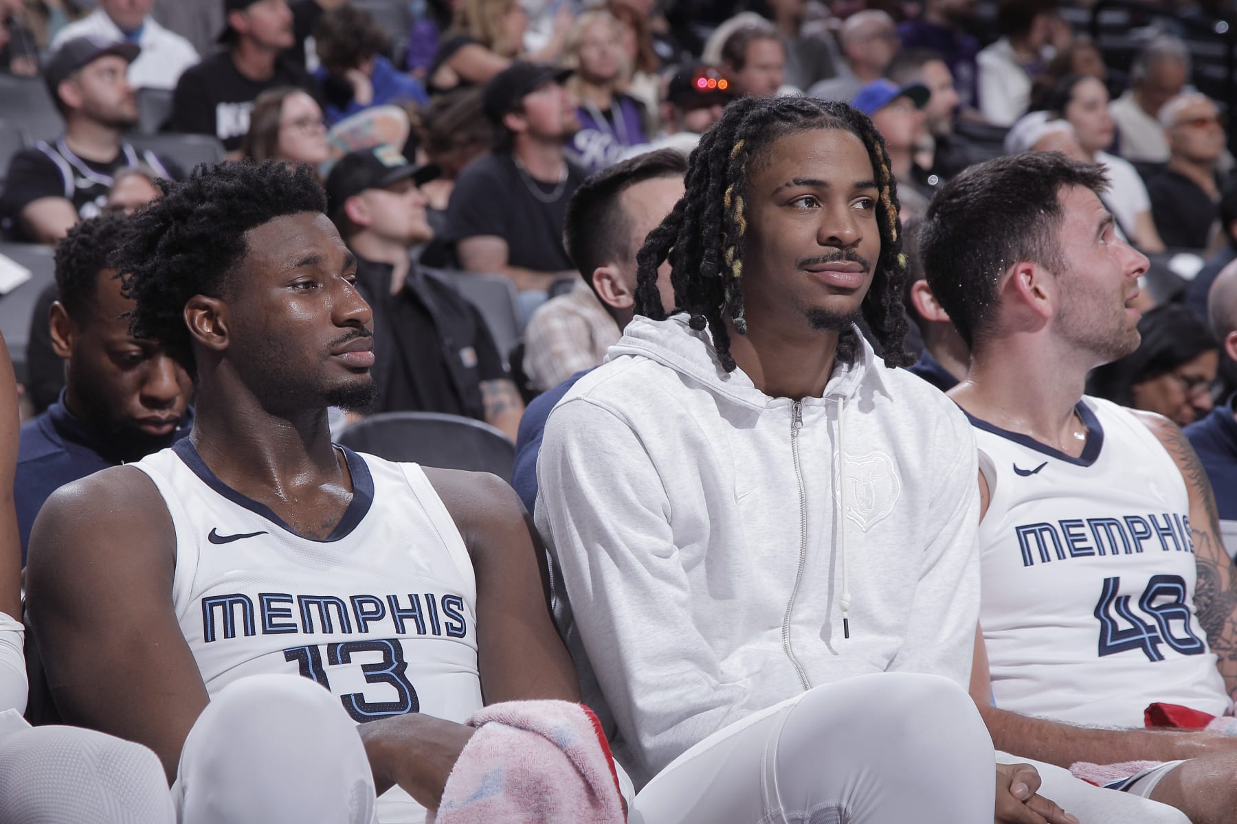 Jaren Jackson Jr., Ja Morant and John Konchar