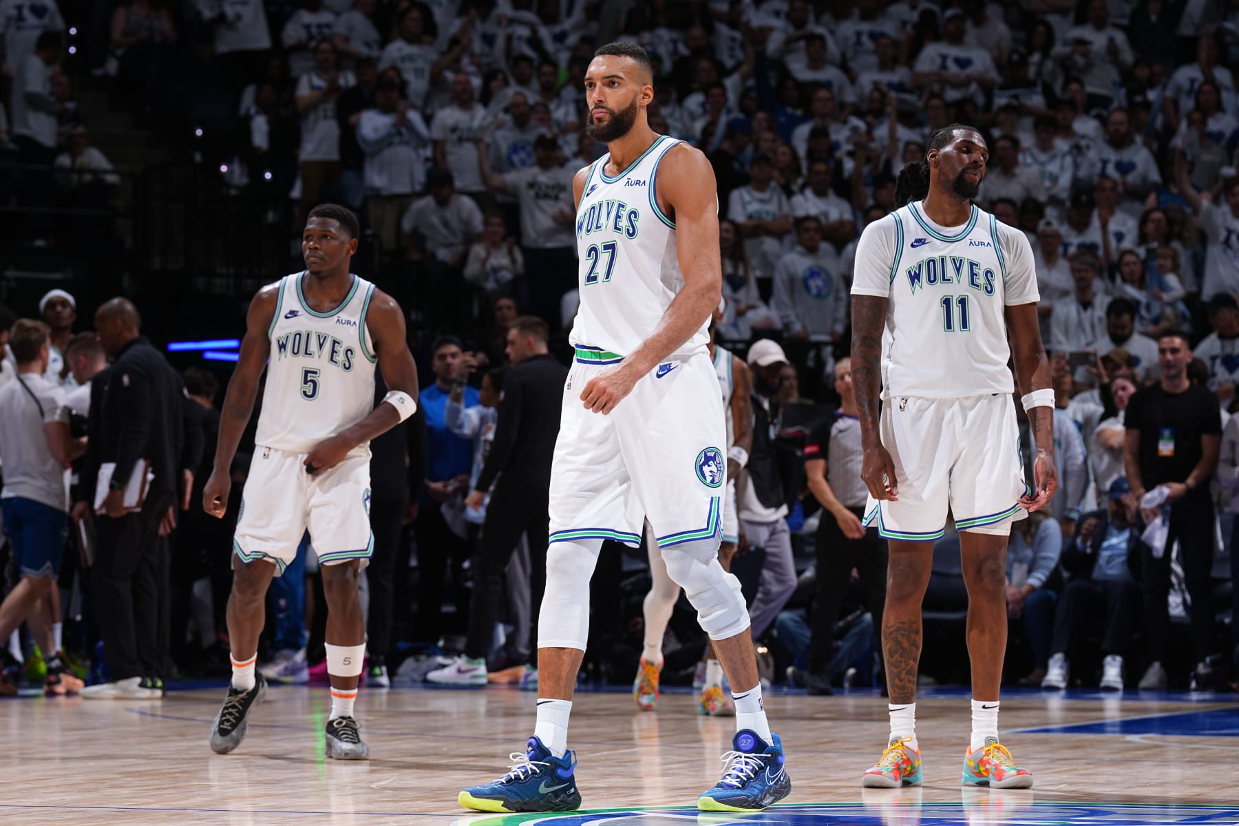 Anthony Edwards, Rudy Gobert and Naz Reid