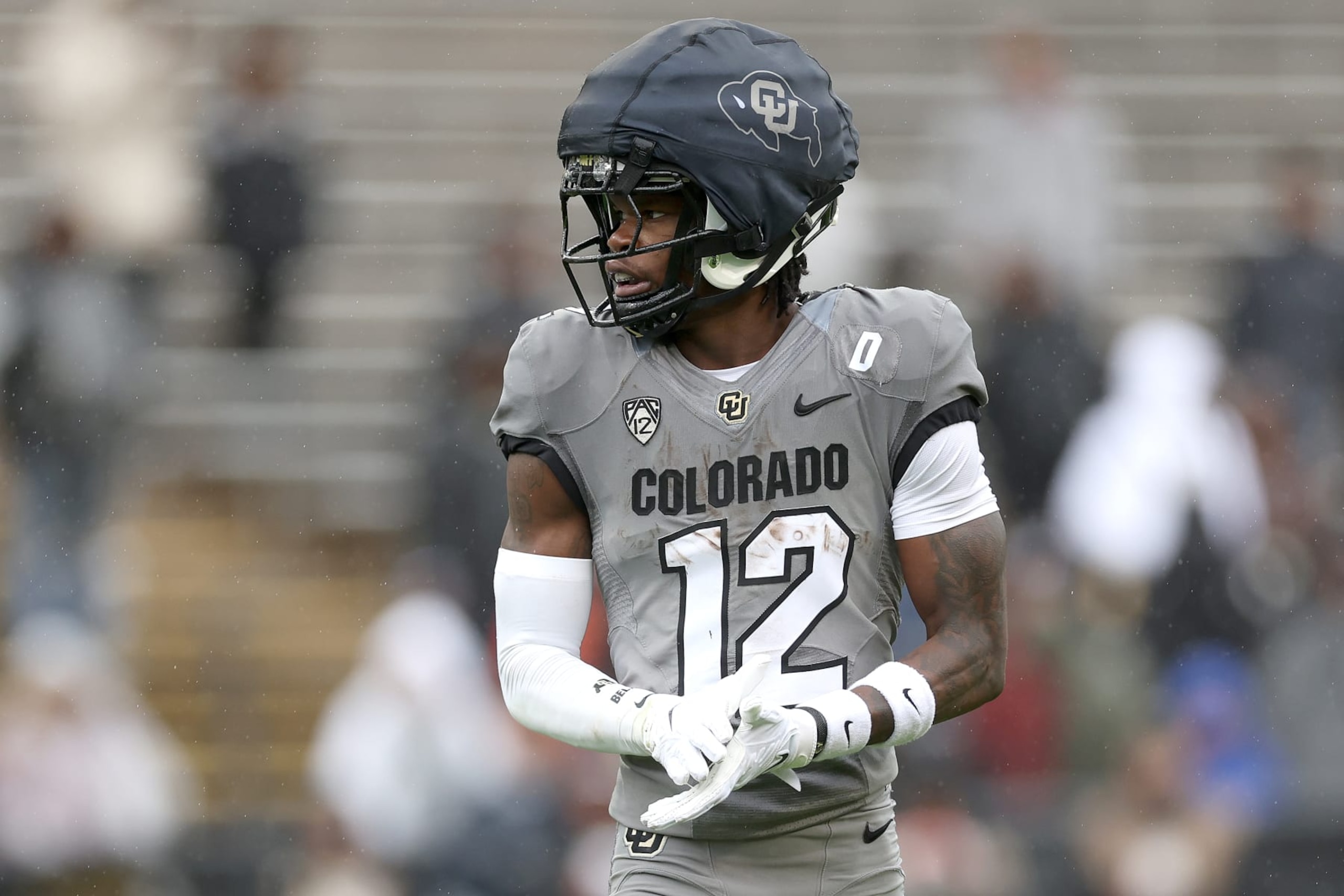 BOULDER, COLORADO - APRIL 27: Travis Hunter #12 of the Colorado Buffaloes warms-up prior to their spring game at Folsom Field on April 27, 2024 in Boulder, Colorado. (Photo by Matthew Stockman/Getty Images) BOULDER, COLORADO - APRIL 27: Travis Hunter #12 of the Colorado Buffaloes warms-up prior to their spring game at Folsom Field on April 27, 2024 in Boulder, Colorado. (Photo by Matthew Stockman/Getty Images)