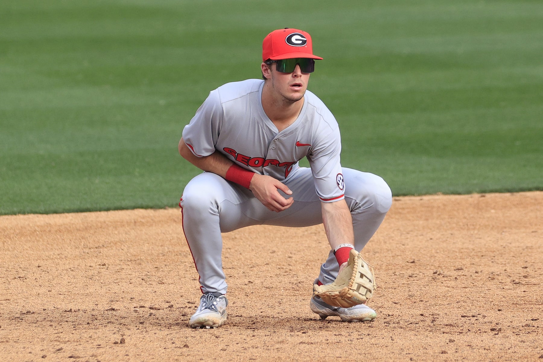 LAWRENCEVILLE, GA - MARCH 03: Georgia third baseman Charlie Condon (24) during the men's college baseball game between the Georgia Bulldogs and the Georgia Tech Yellow Jackets on March 03, 2024 at Coolray Field in Lawrenceville, GA.  (Photo by David J. Griffin/Icon Sportswire via Getty Images)
