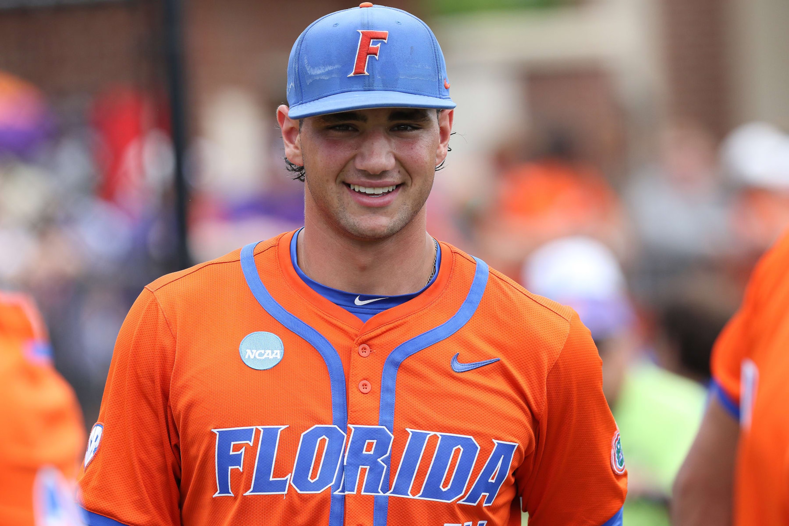CLEMSON, SC - JUNE 09: Florida Gators pitcher Jac Caglianone (14) during the College D1 Baseball Super Regional game between the Florida Gators and the Clemson Tigers on June 9, 2024 at Doug Kingsmore Stadium in Clemson, S.C.  (Photo by John Byrum/Icon Sportswire via Getty Images)