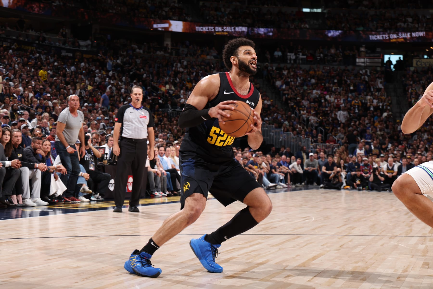 DENVER, CO - MAY 19: Jamal Murray #27 of the Denver Nuggets handles the ball during the game  against the Minnesota Timberwolves during Round 2 Game 7 of the 2024 NBA Playoffs on May 19, 2024 at the Ball Arena in Denver, Colorado. NOTE TO USER: User expressly acknowledges and agrees that, by downloading and/or using this Photograph, user is consenting to the terms and conditions of the Getty Images License Agreement. Mandatory Copyright Notice: Copyright 2023 NBAE (Photo by David Sherman/NBAE via Getty Images)