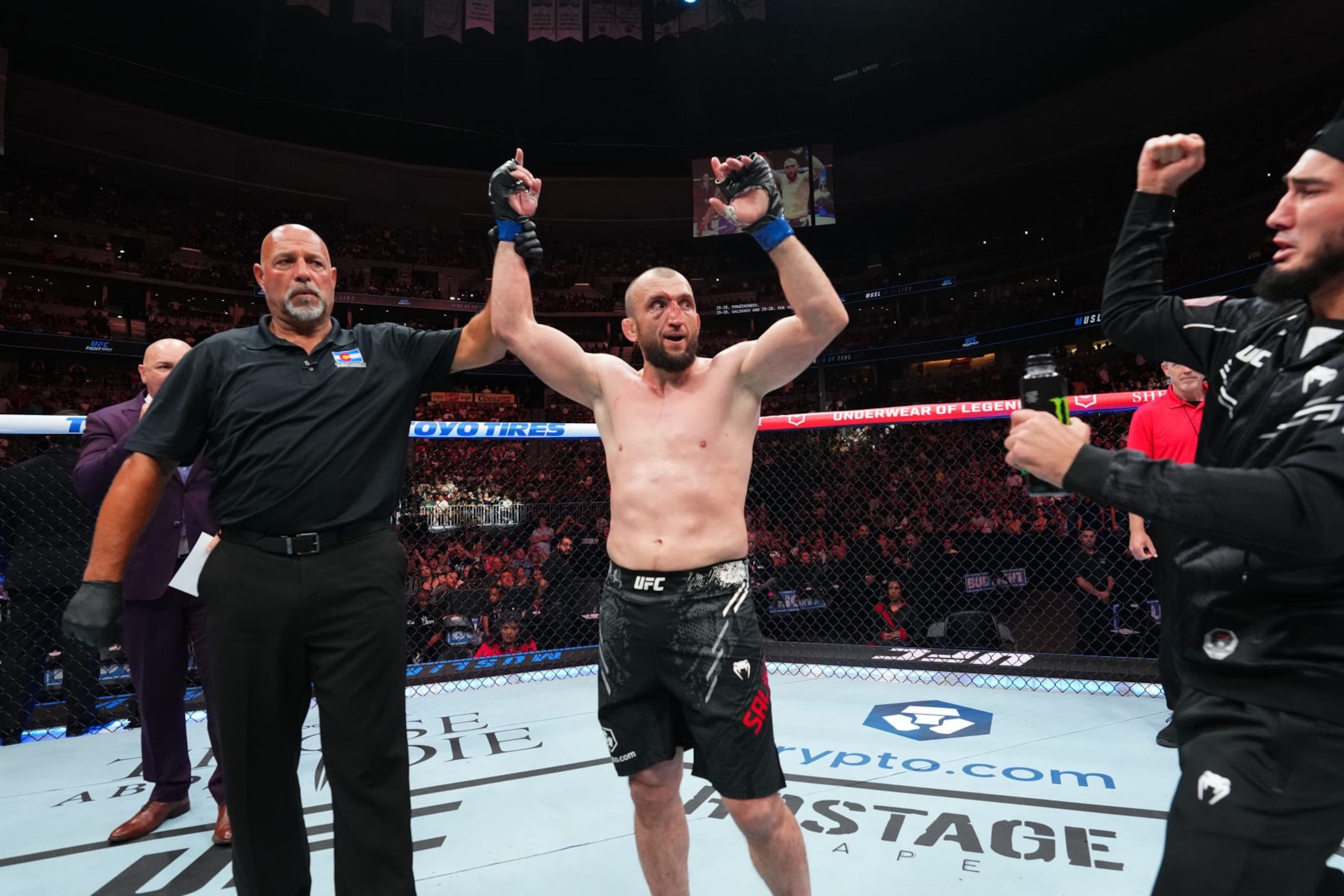 Muslim Salikhov reacts after his victory over Santiago Ponzinibbio Muslim Salikhov reacts after his victory over Santiago Ponzinibbio