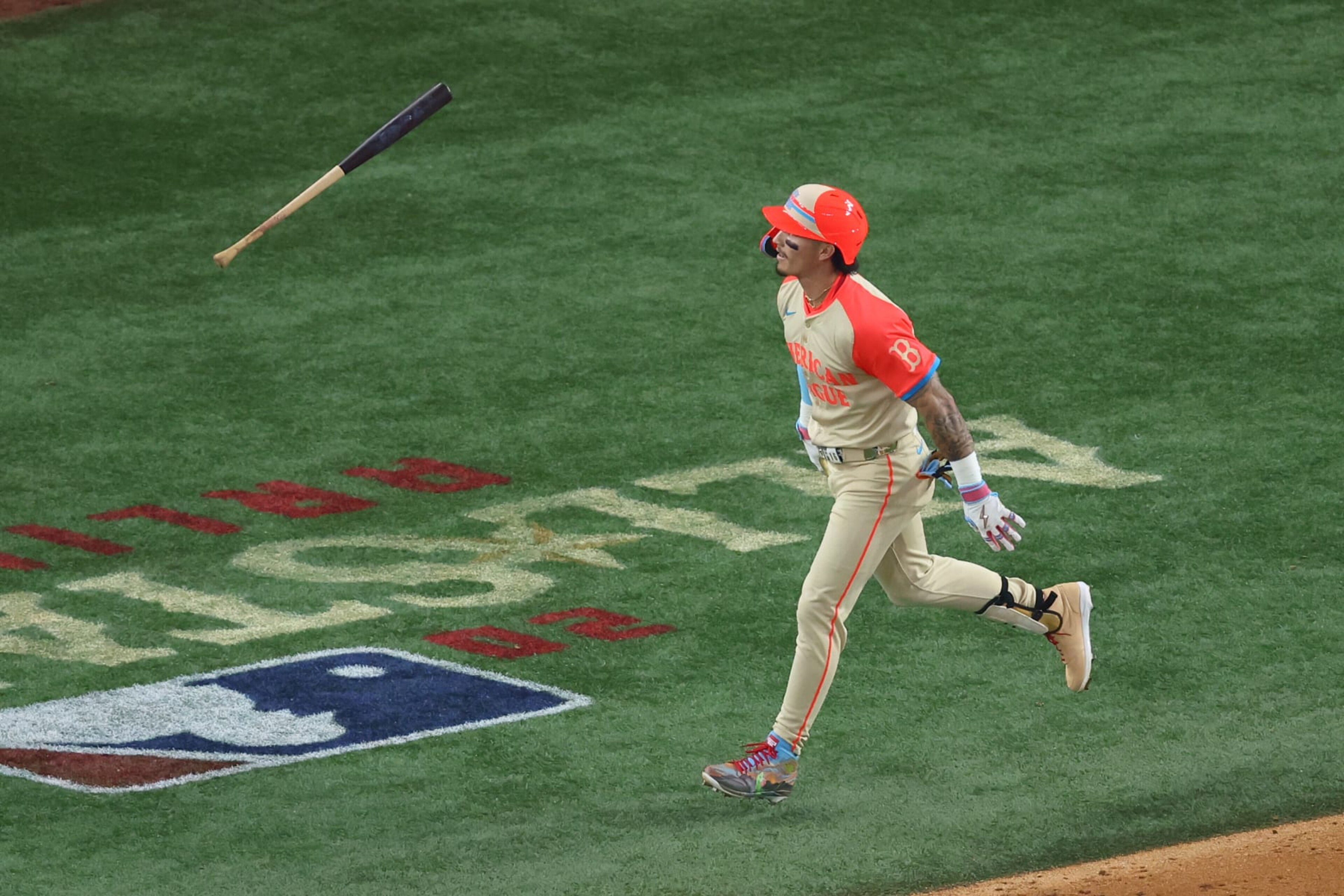 ARLINGTON, TEXAS - JULY 16: Jarren Duran #16 of the Boston Red Sox rounds the bases after hitting a two-run home run in the fifth inning against the National League during the 94th MLB All-Star Game presented by Mastercard at Globe Life Field on July 16, 2024 in Arlington, Texas. (Photo by Richard Rodriguez/Getty Images) ARLINGTON, TEXAS - JULY 16: Jarren Duran #16 of the Boston Red Sox rounds the bases after hitting a two-run home run in the fifth inning against the National League during the 94th MLB All-Star Game presented by Mastercard at Globe Life Field on July 16, 2024 in Arlington, Texas. (Photo by Richard Rodriguez/Getty Images)