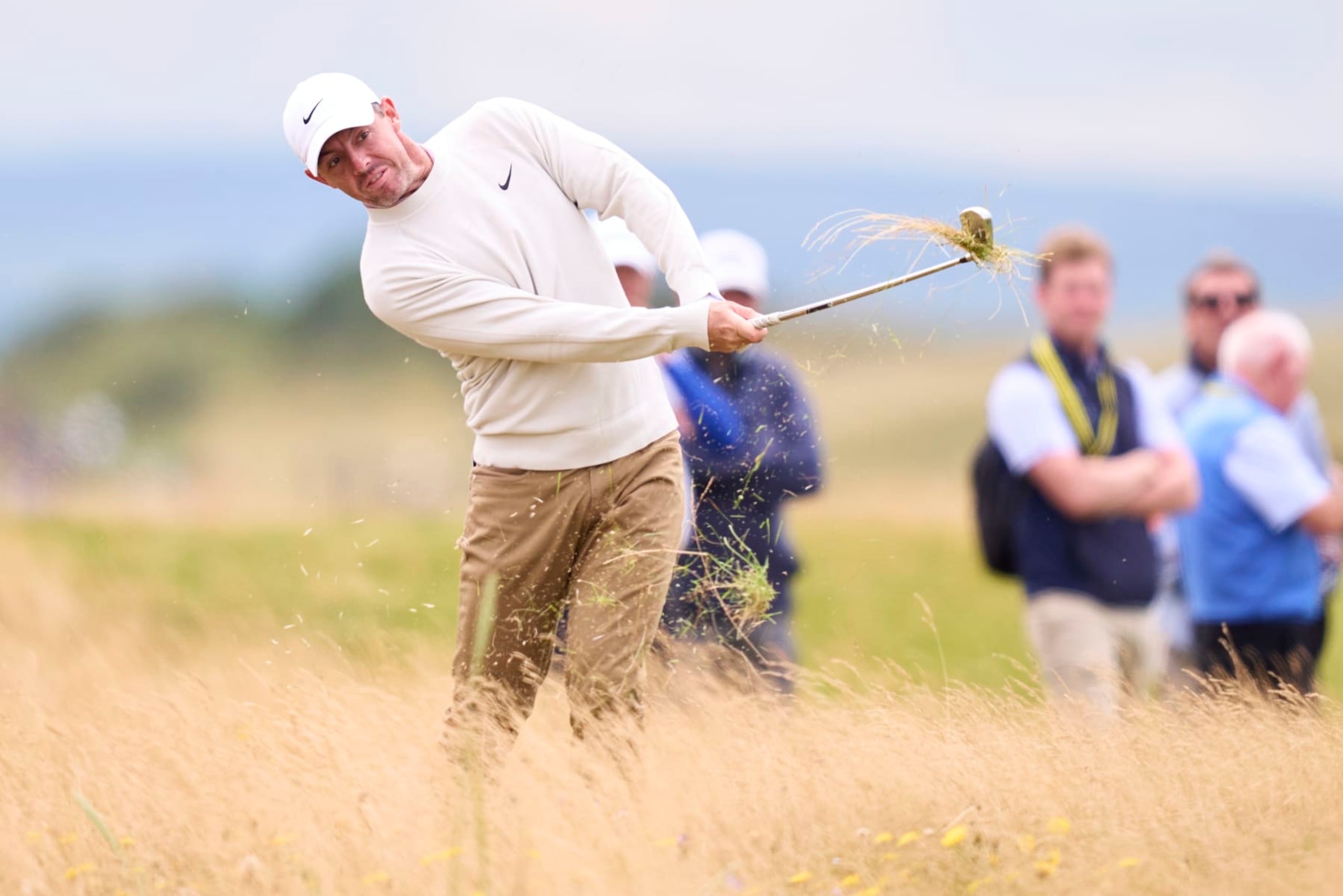 TROON, SCOTLAND - JULY 17: Rory McIlroy of Northern Ireland during a practice round prior to The 152nd Open championship at Royal Troon on July 17, 2024 in Troon, Scotland. (Photo by Pedro Salado/Getty Images) TROON, SCOTLAND - JULY 17: Rory McIlroy of Northern Ireland during a practice round prior to The 152nd Open championship at Royal Troon on July 17, 2024 in Troon, Scotland. (Photo by Pedro Salado/Getty Images)