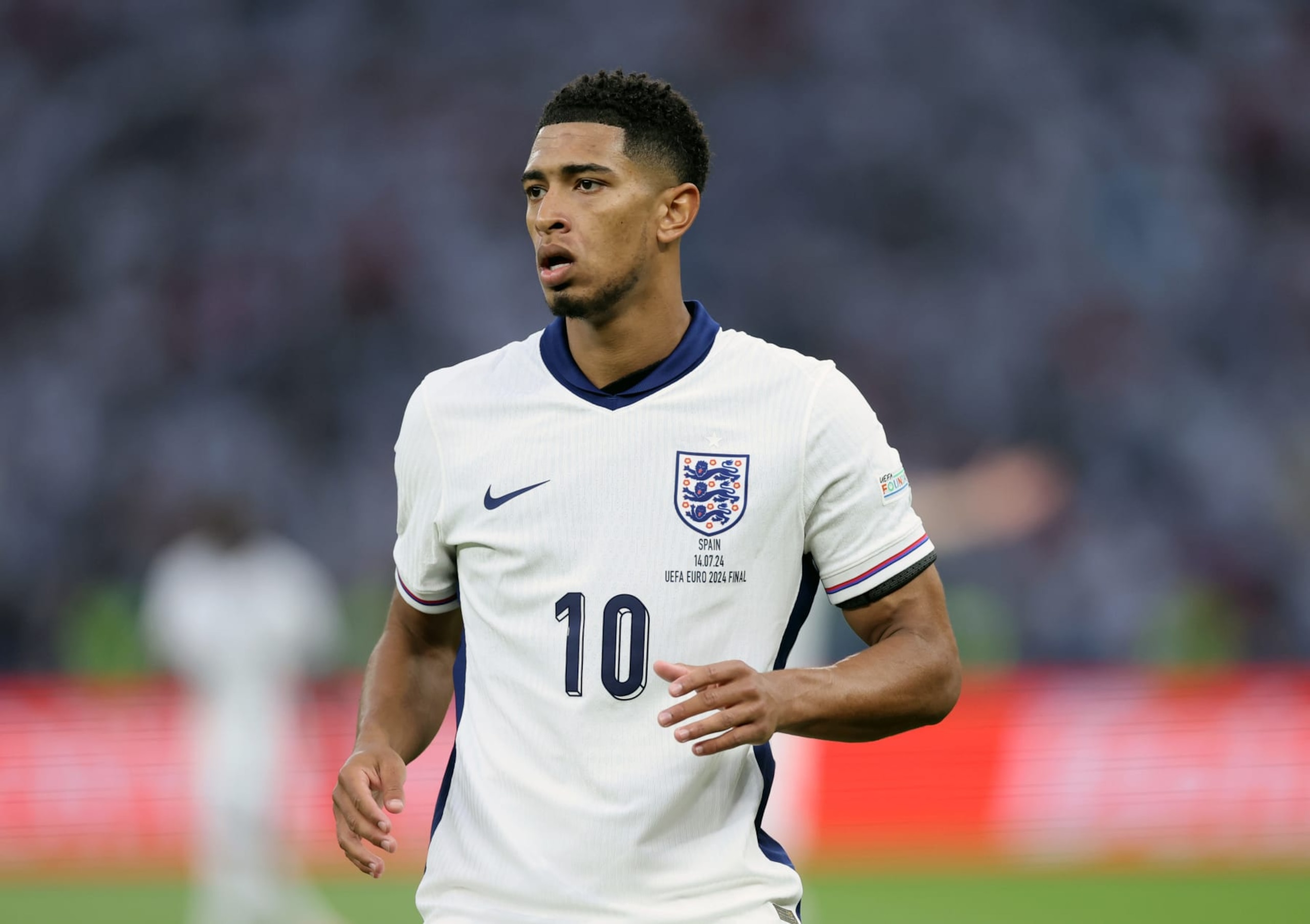 BERLIN, GERMANY - JULY 14: Jude Bellingham of England during the UEFA EURO 2024 final match between Spain and England at Olympiastadion on July 14, 2024 in Berlin, Germany. (Photo by Catherine Ivill - AMA/Getty Images) BERLIN, GERMANY - JULY 14: Jude Bellingham of England during the UEFA EURO 2024 final match between Spain and England at Olympiastadion on July 14, 2024 in Berlin, Germany. (Photo by Catherine Ivill - AMA/Getty Images)