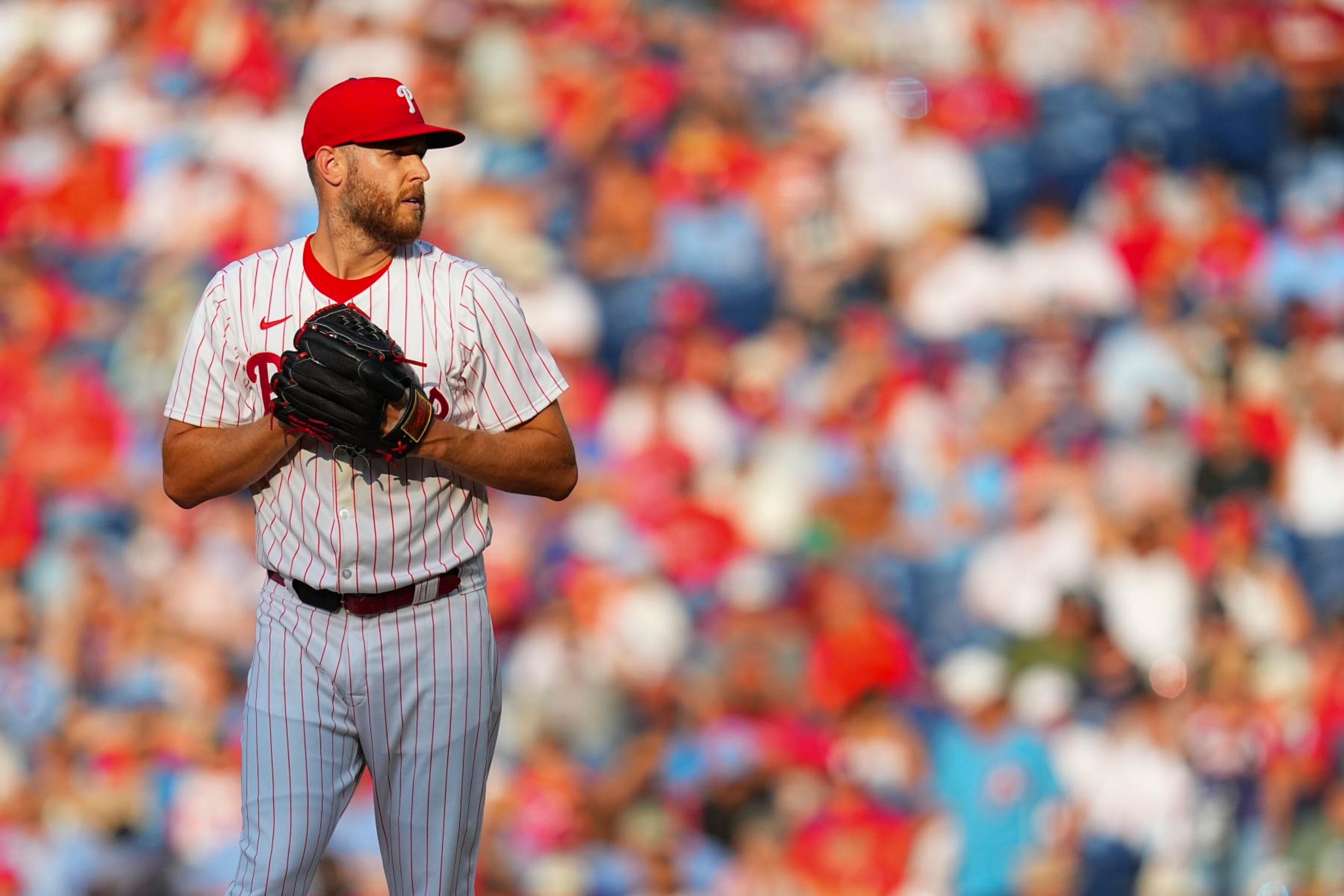 PHILADELPHIA, PENNSYLVANIA - JULY 9: Zack Wheeler #45 of the Philadelphia Phillies throws a pitch against the Los Angeles Dodgers at Citizens Bank Park on July 9, 2024 in Philadelphia, Pennsylvania. The Phillies defeated the Dodgers 10-1. (Photo by Mitchell Leff/Getty Images)