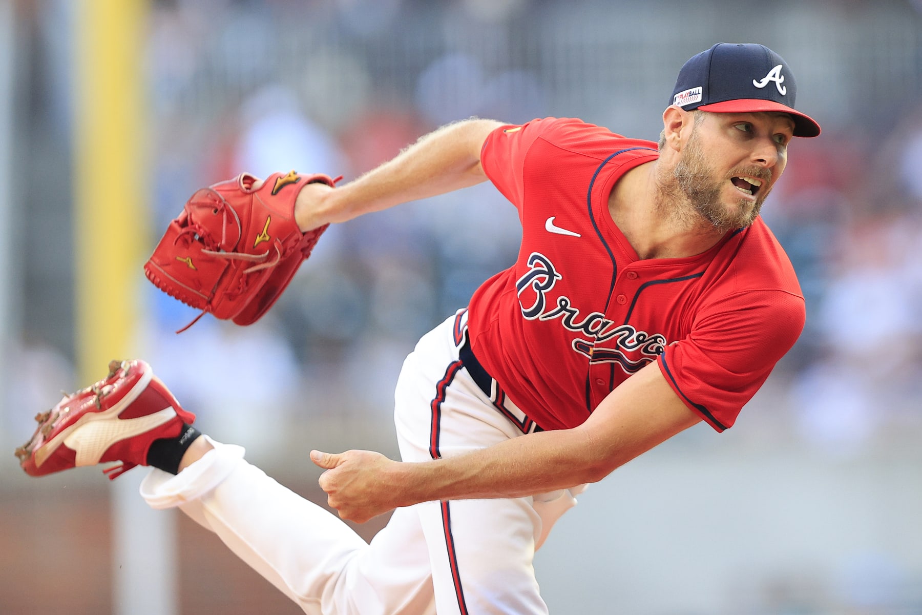 ATLANTA, GA - JUNE 14: Atlanta Braves starting pitcher Chris Sale #51 delivers during the Friday evening MLB game between the Atlanta Braves and the Tampa Bay Rays on June 14, 2024 at Truist Park in Atlanta, Georgia.  (Photo by David J. Griffin/Icon Sportswire via Getty Images)