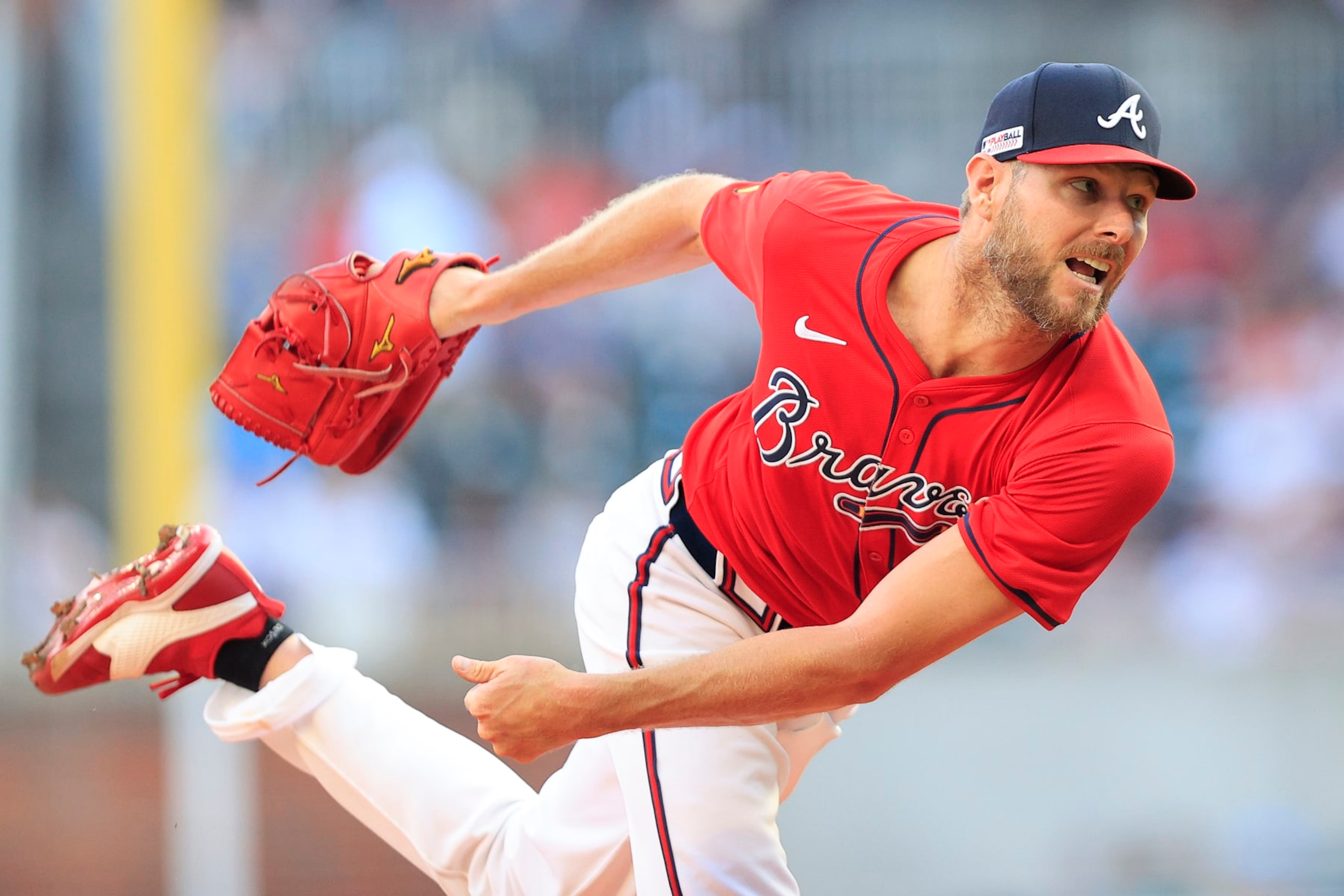 ATLANTA, GA - JUNE 14: Atlanta Braves starting pitcher Chris Sale #51 delivers during the Friday evening MLB game between the Atlanta Braves and the Tampa Bay Rays on June 14, 2024 at Truist Park in Atlanta, Georgia.  (Photo by David J. Griffin/Icon Sportswire via Getty Images)