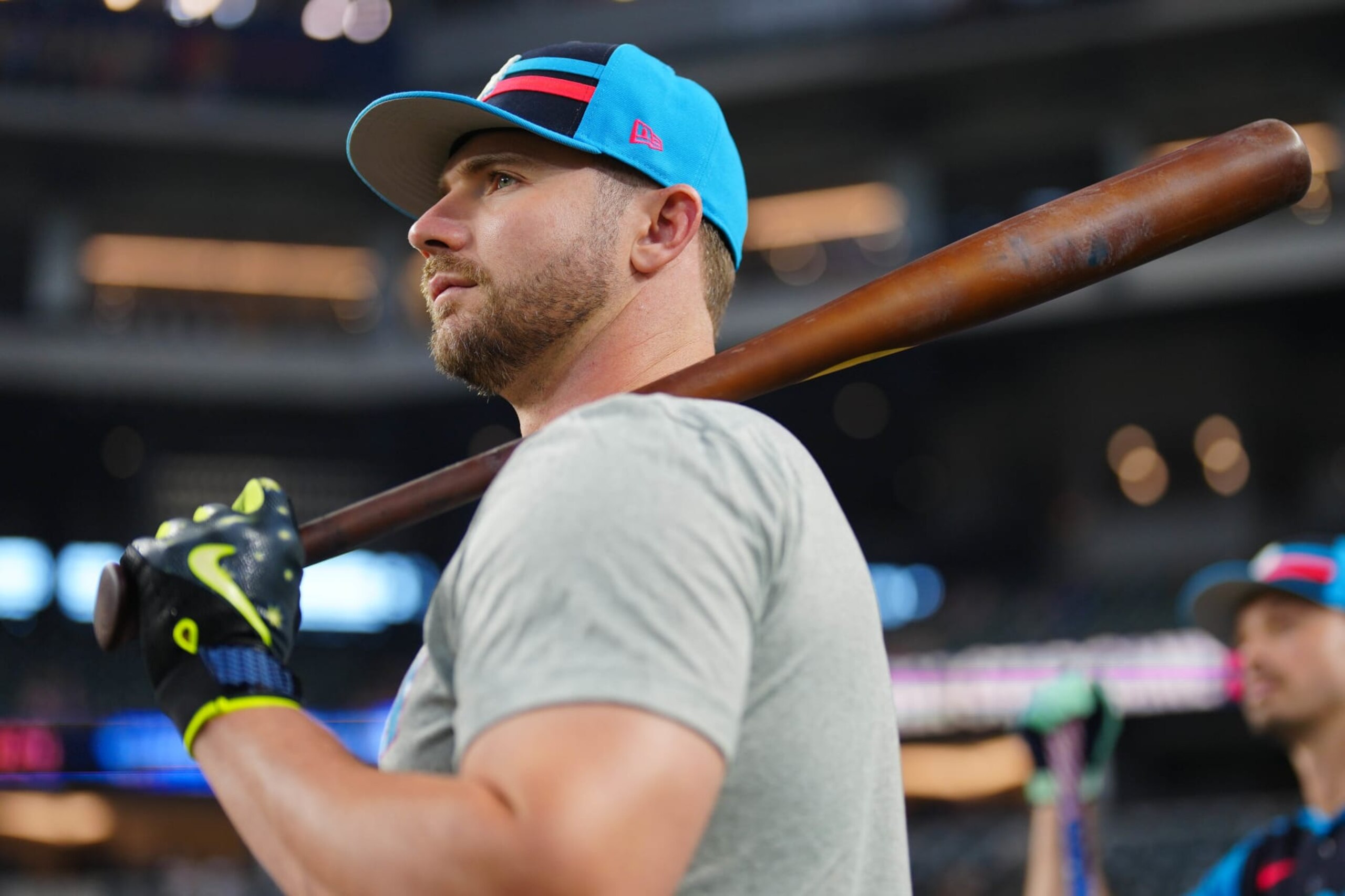 ARLINGTON, TX - JULY 16:   Pete Alonso #20 of the New York Mets looks on during batting practice prior to the 94th MLB All-Star Game presented by Mastercard at Globe Life Field on Tuesday, July 16, 2024 in Arlington, Texas. (Photo by Daniel Shirey/MLB Photos via Getty Images)