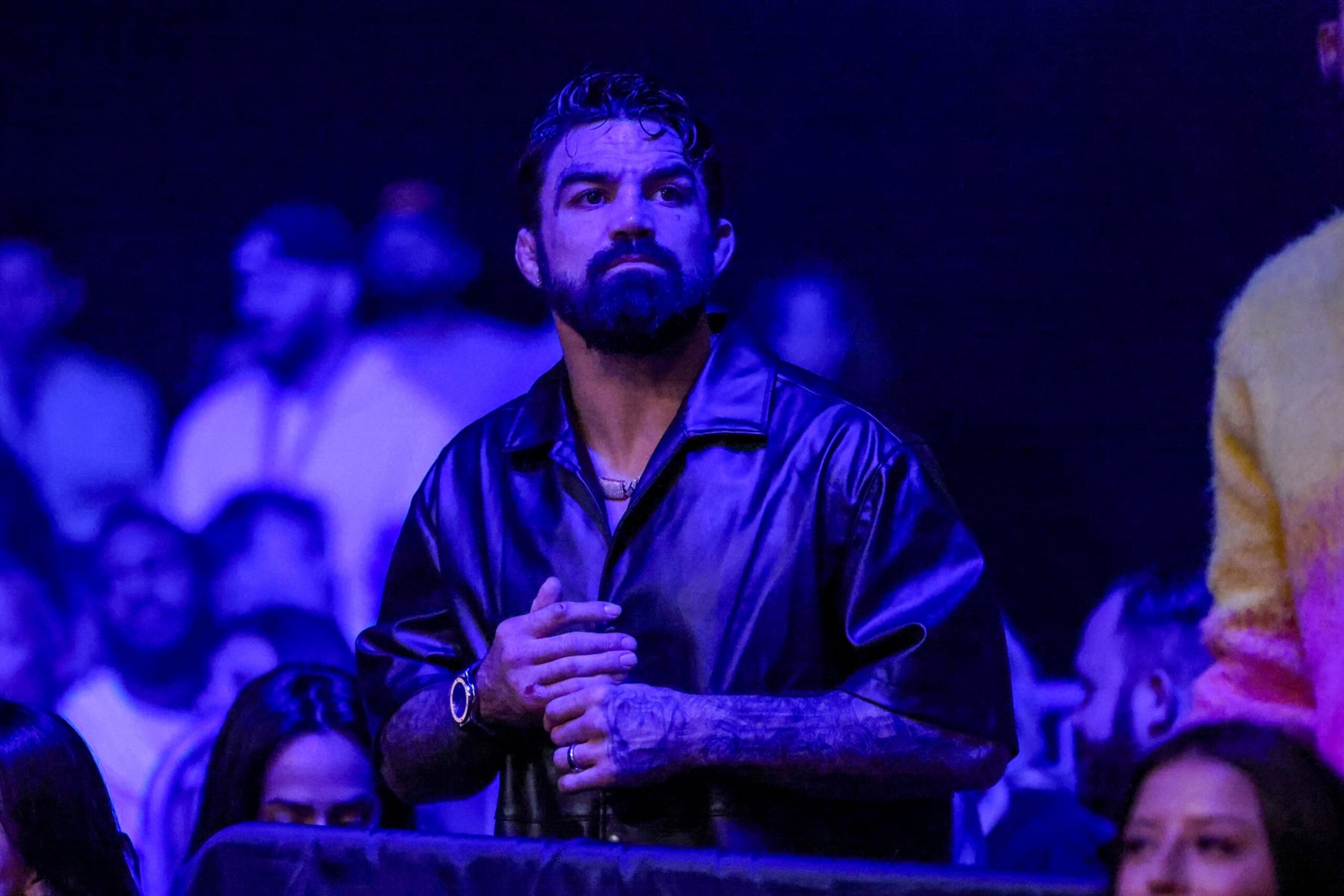 BKFC Middleweight Champion Mike Perry is seen in the VIP seating during the Bare Knuckle Fighting Championship event at the Orange County Convention Center on November 3, 2023 BKFC Middleweight Champion Mike Perry is seen in the VIP seating during the Bare Knuckle Fighting Championship event at the Orange County Convention Center on November 3, 2023