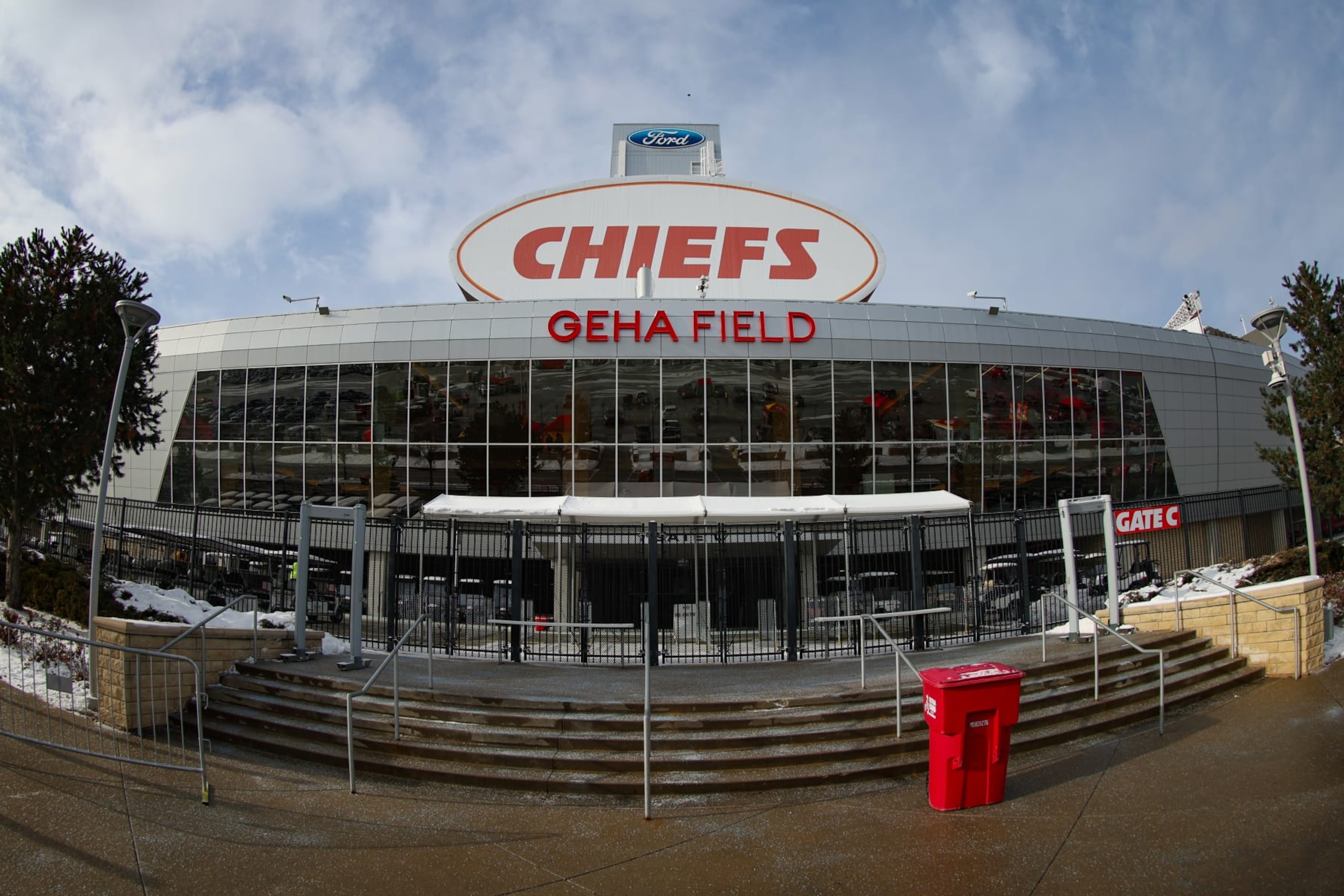 KANSAS CITY, MO - JANUARY 13: A general view outside of GEHA Field at Arrowhead Stadium before an AFC Wild Card playoff game between the Miami Dolphins and Kansas City Chiefs on Jan 13, 2024 in Kansas City, MO. (Photo by Scott Winters/Icon Sportswire via Getty Images)
