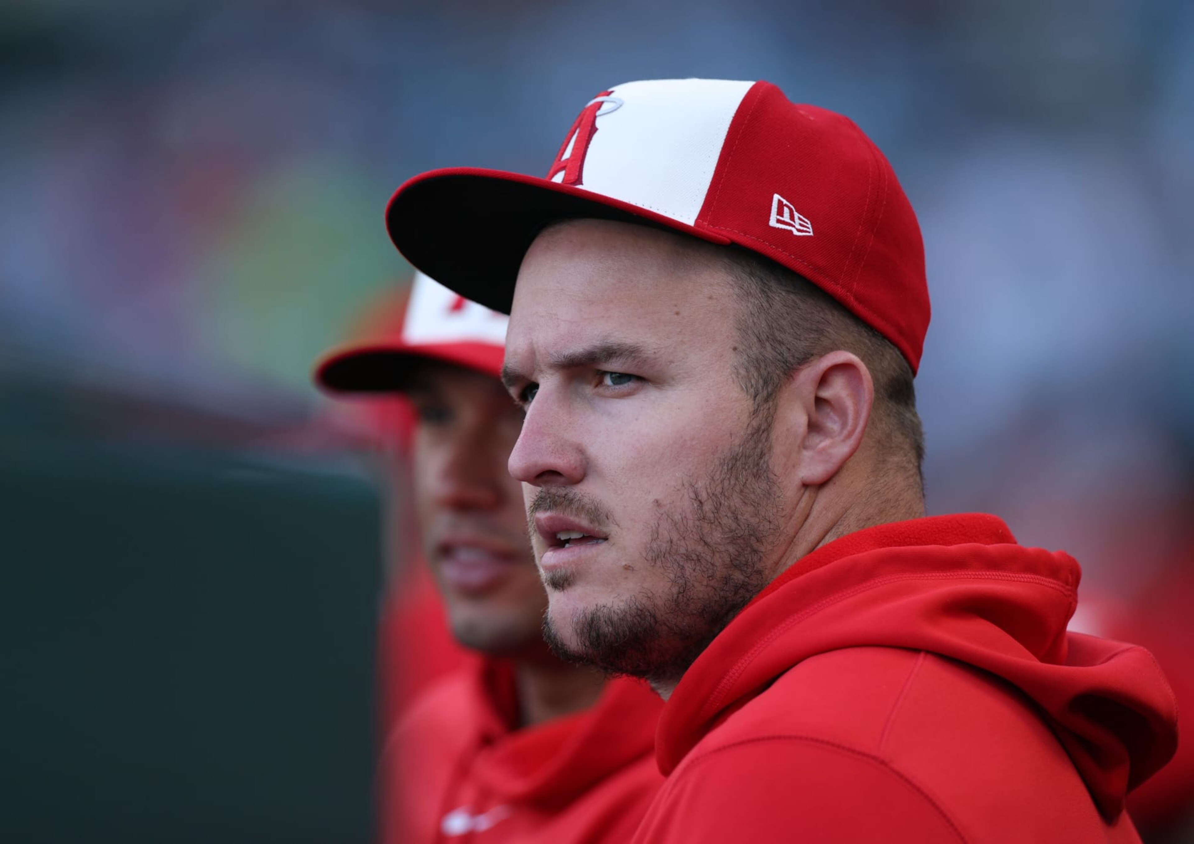 ANAHEIM, CALIFORNIA - JUNE 05: Mike Trout #27 of the Los Angeles Angels in the dugout during the game against the San Diego Padres at Angel Stadium of Anaheim on June 05, 2024 in Anaheim, California. (Photo by Harry How/Getty Images) ANAHEIM, CALIFORNIA - JUNE 05: Mike Trout #27 of the Los Angeles Angels in the dugout during the game against the San Diego Padres at Angel Stadium of Anaheim on June 05, 2024 in Anaheim, California. (Photo by Harry How/Getty Images)